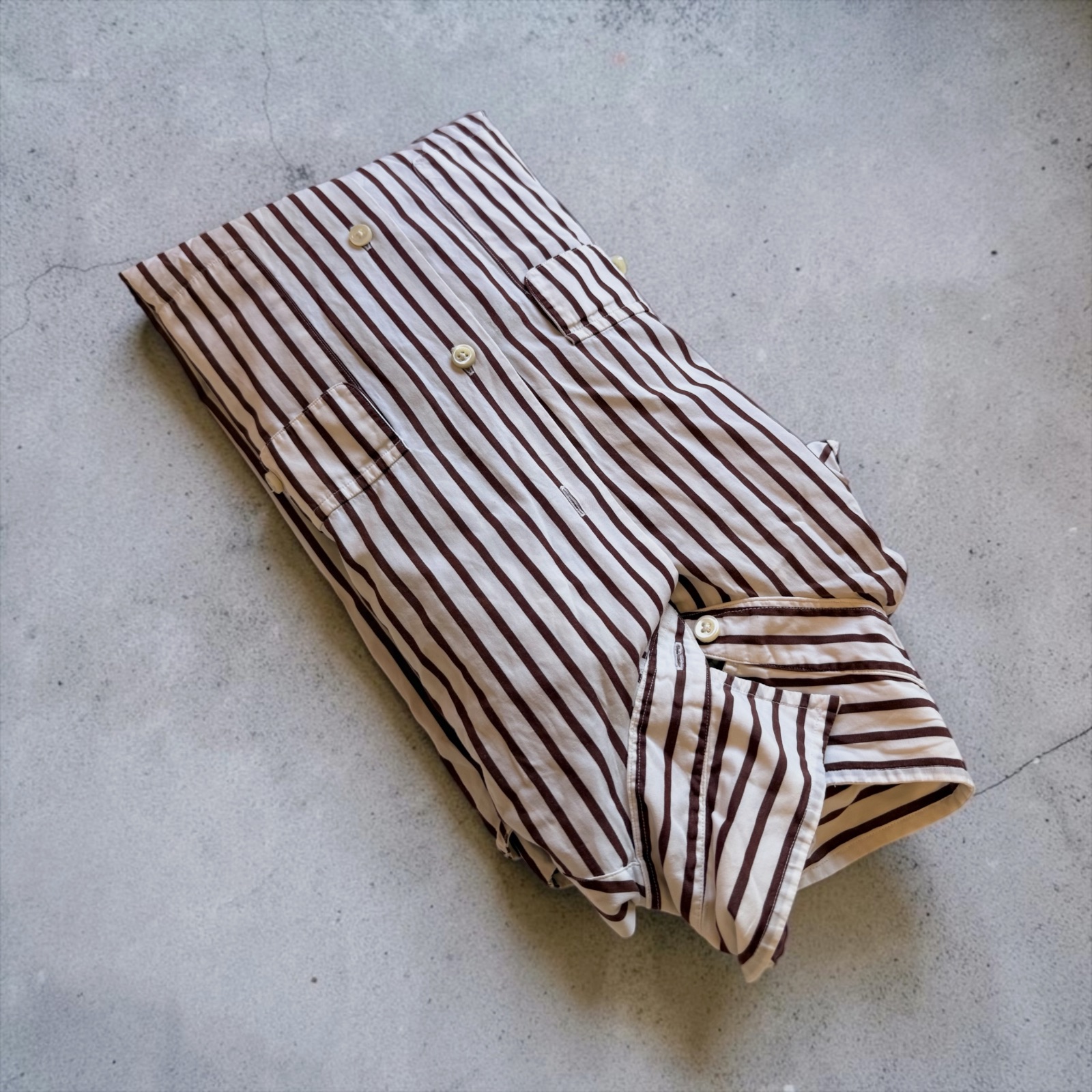 Camisa Vintage Polo Ralph Lauren a Rayas Marrones y Blancas - Talla S – Ralph Lauren – taille S 2