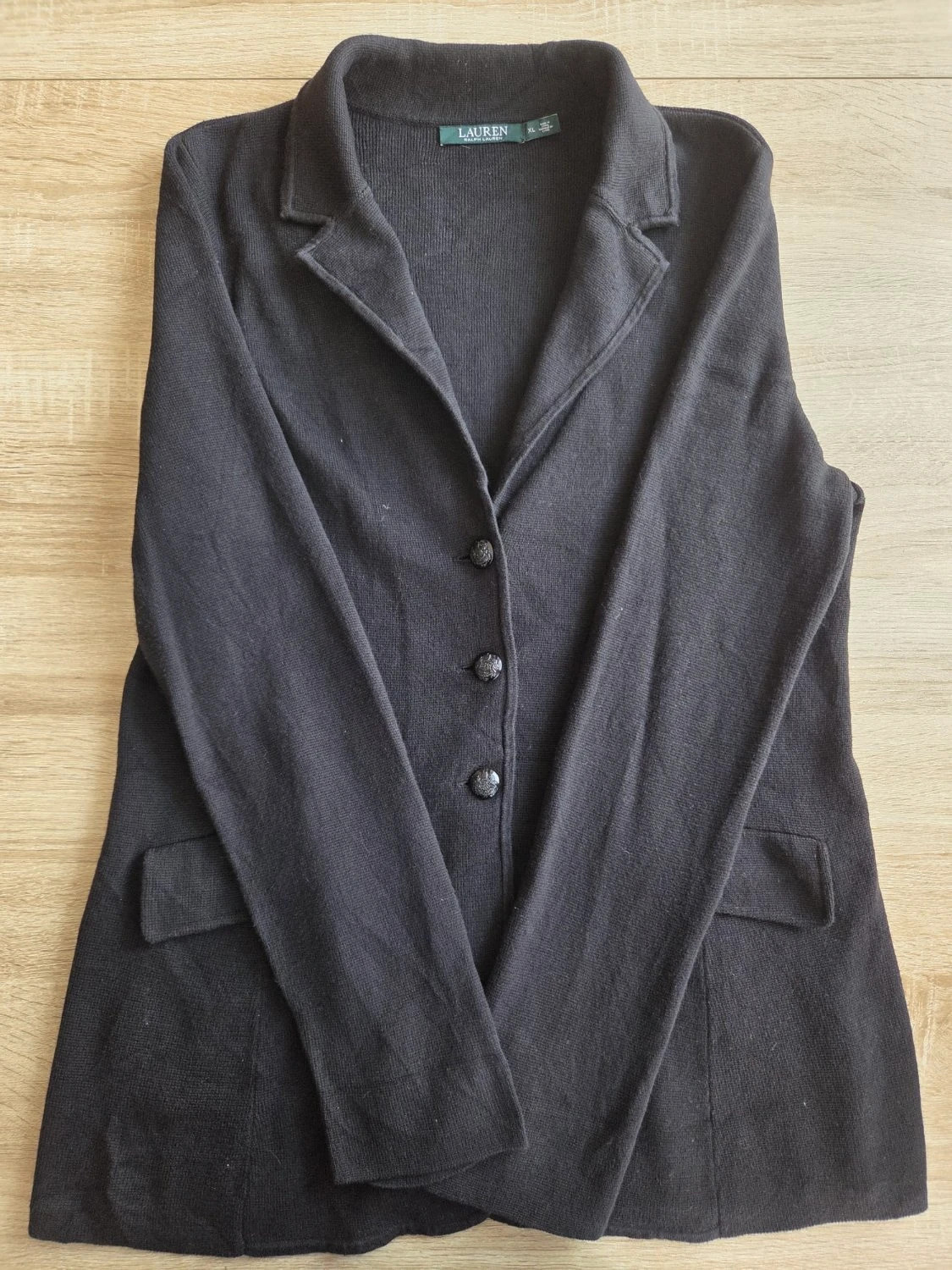 Blazer Lauren Ralph Lauren Chic gilet long boutons col à revers tailleur noir Femme Taille XL
