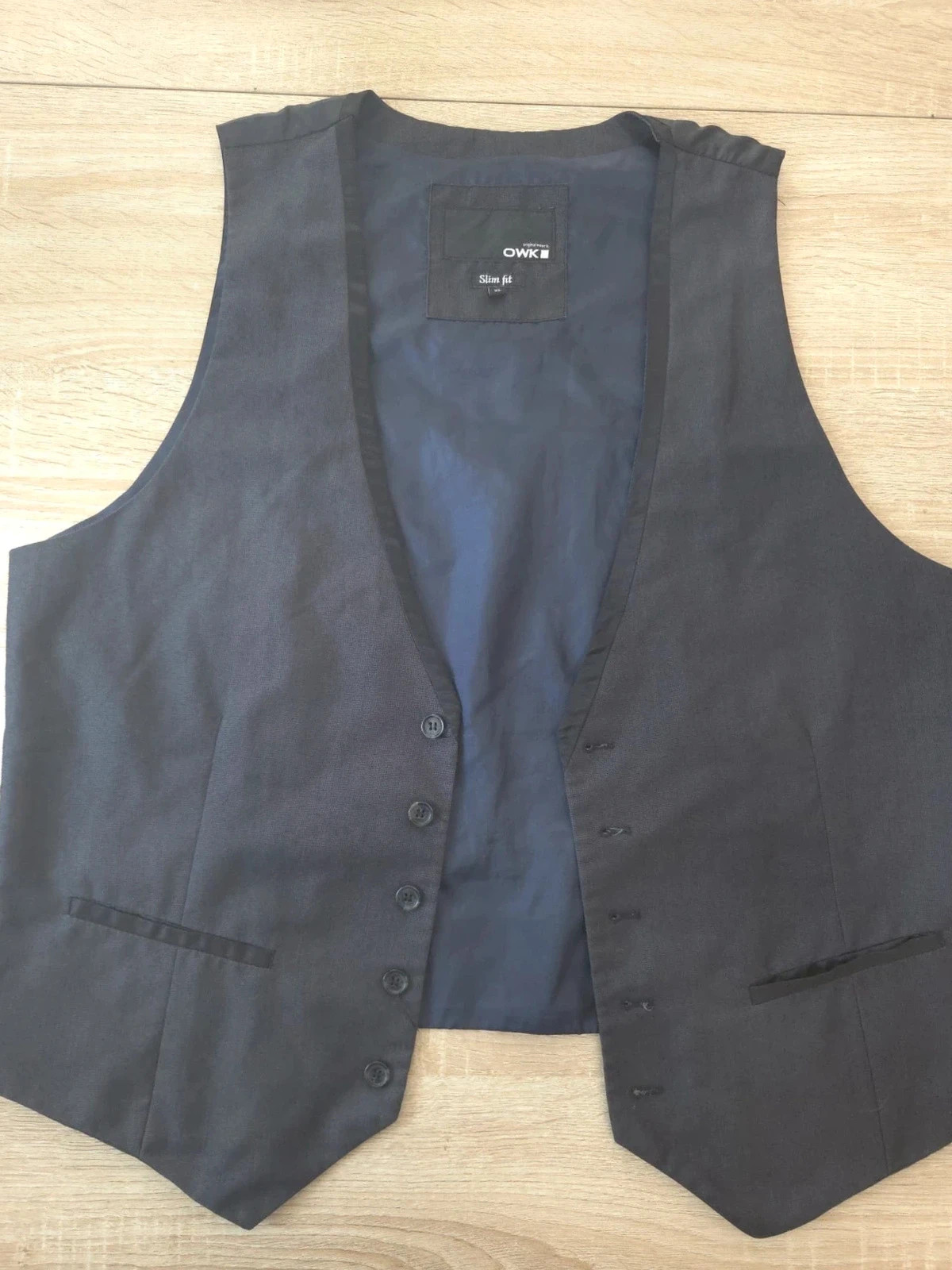 Gilet de costume noir/gris foncé OWK – Bon état – Coupe Slim Fit – Taille XL