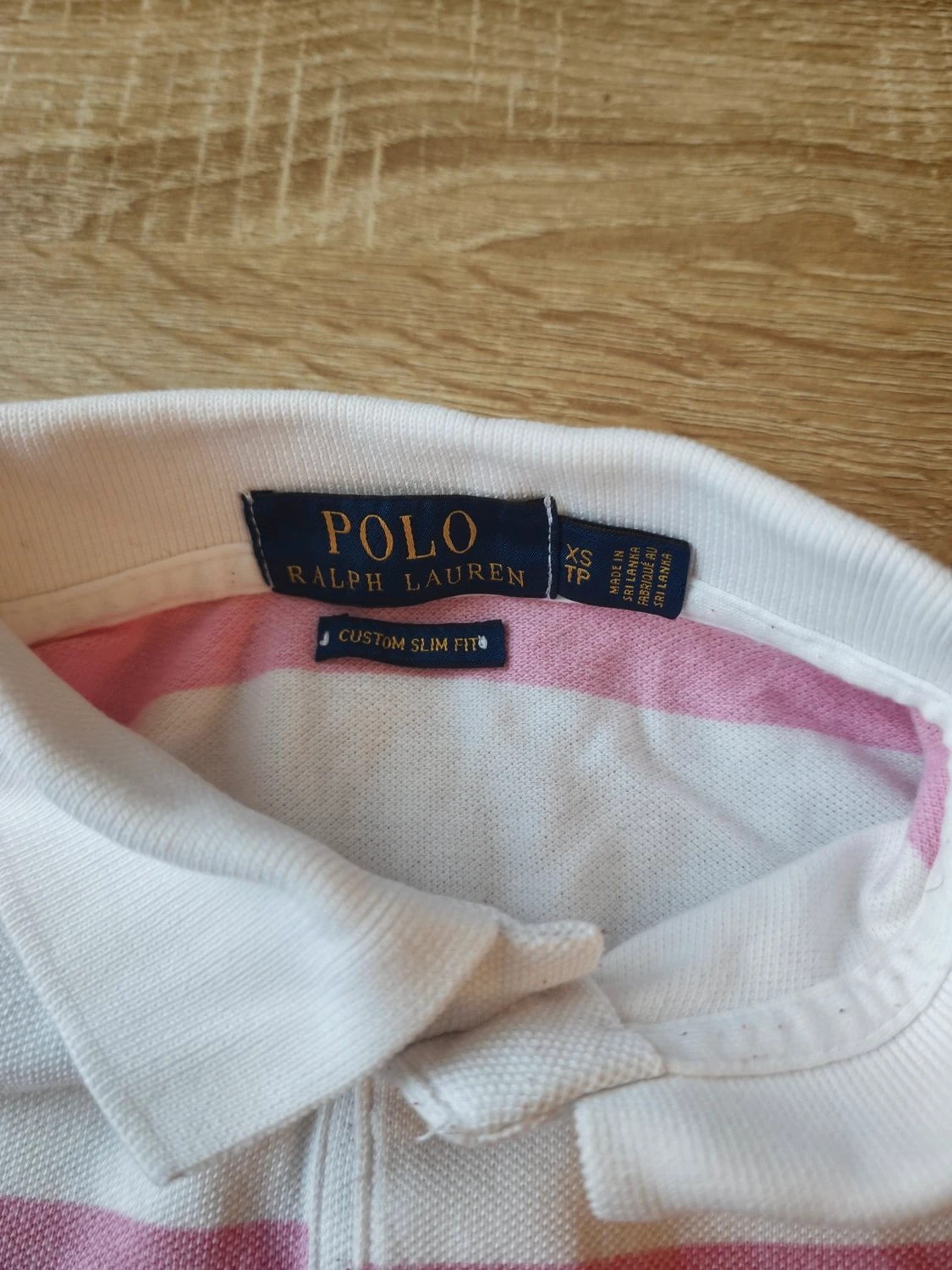 Polo Ralph Lauren custom slim fit rayé brodé motif à rayures horizontales blanc et rose taille XS – Ralph Lauren – taille XS 3