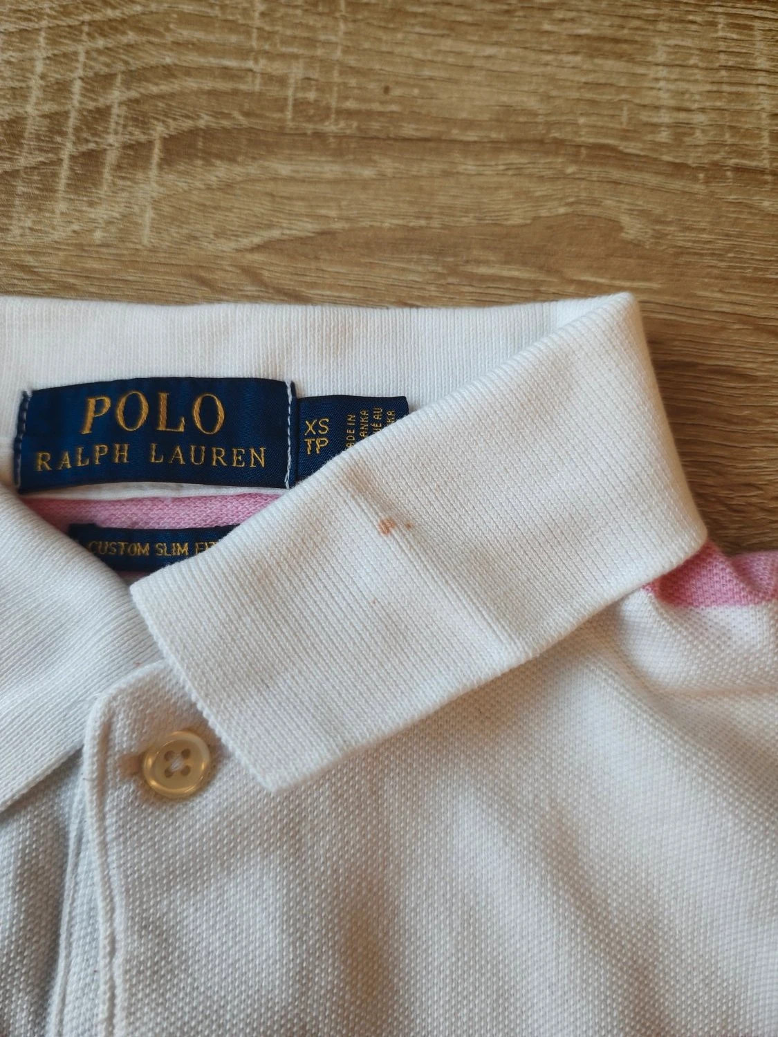 Polo Ralph Lauren custom slim fit rayé brodé motif à rayures horizontales blanc et rose taille XS – Ralph Lauren – taille XS 4