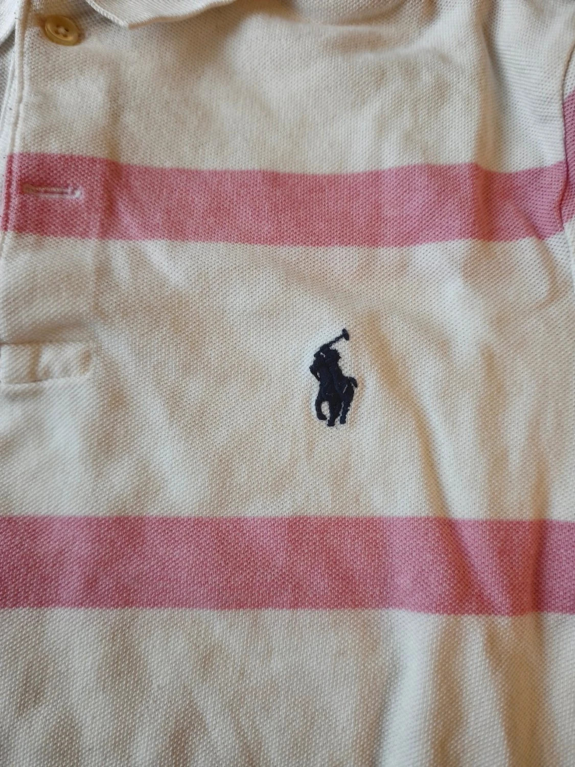 Polo Ralph Lauren custom slim fit rayé brodé motif à rayures horizontales blanc et rose taille XS – Ralph Lauren – taille XS 2