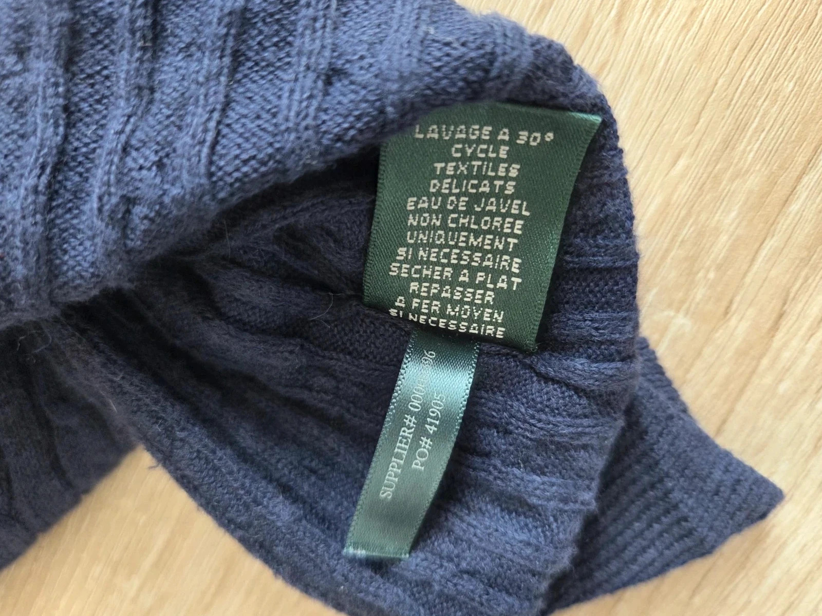 Lauren Ralph Lauren – Pull torsadé manches courtes bleu marine – Taille S – Ralph Lauren – taille S / 36 / 8 4