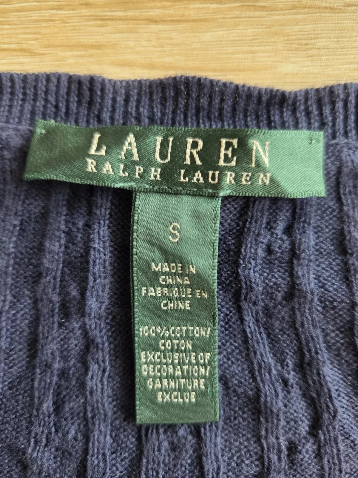 Lauren Ralph Lauren – Pull torsadé manches courtes bleu marine – Taille S – Ralph Lauren – taille S / 36 / 8 3
