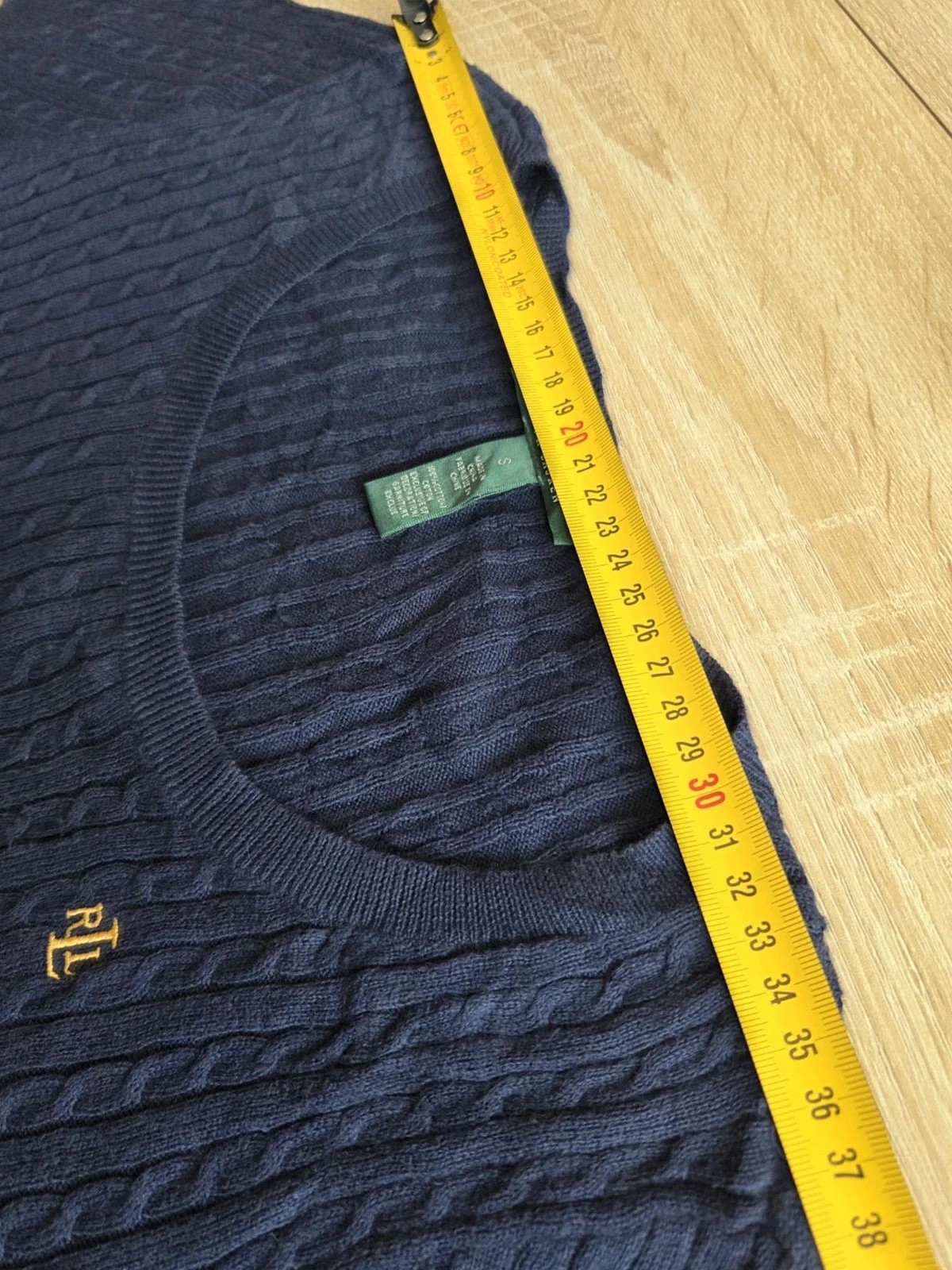 Lauren Ralph Lauren – Pull torsadé manches courtes bleu marine – Taille S – Ralph Lauren – taille S / 36 / 8 5
