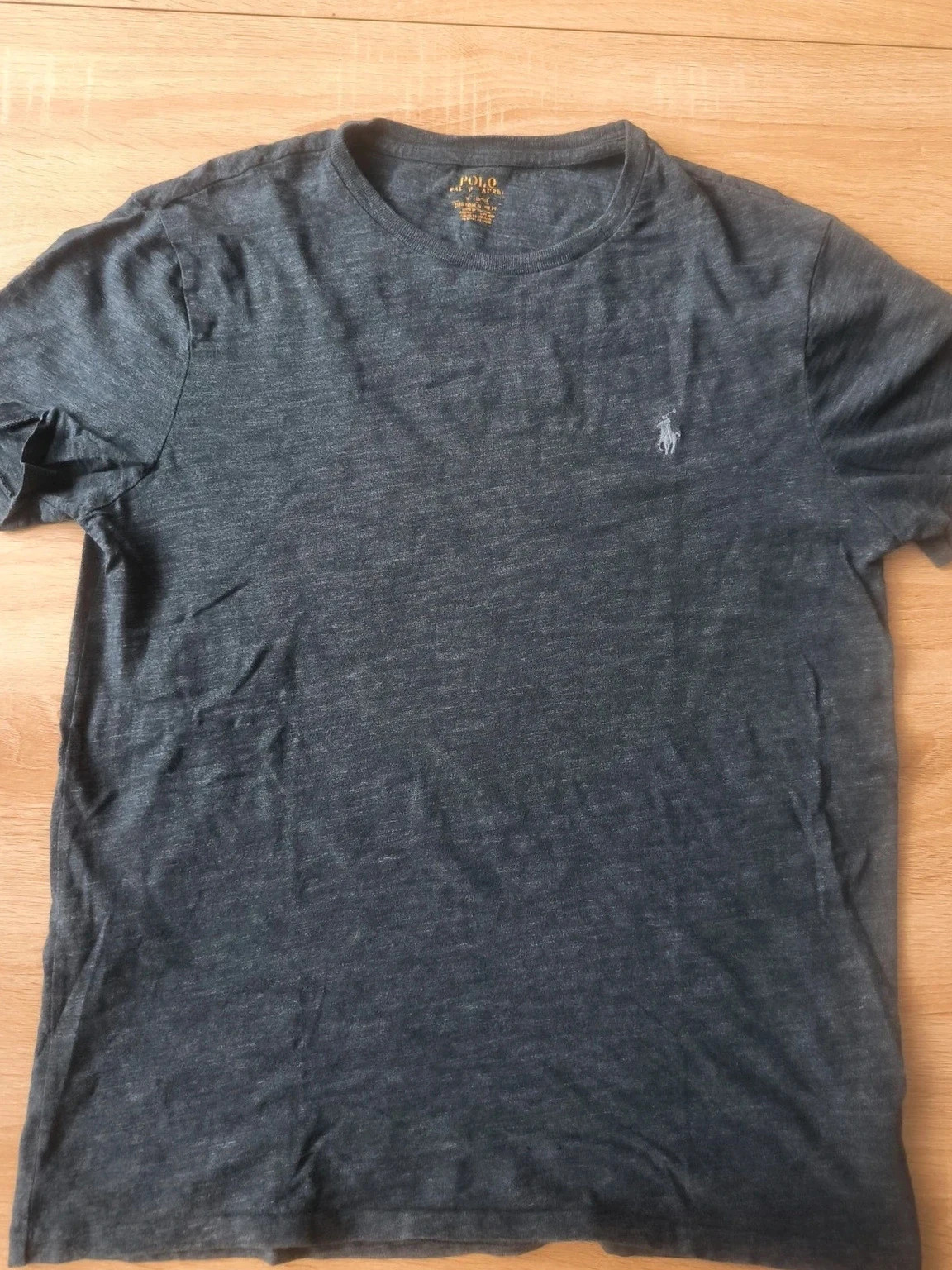 T-shirt Polo Ralph Lauren gris chiné - Coupe Custom Slim Fit - Broderie logo - Taille M