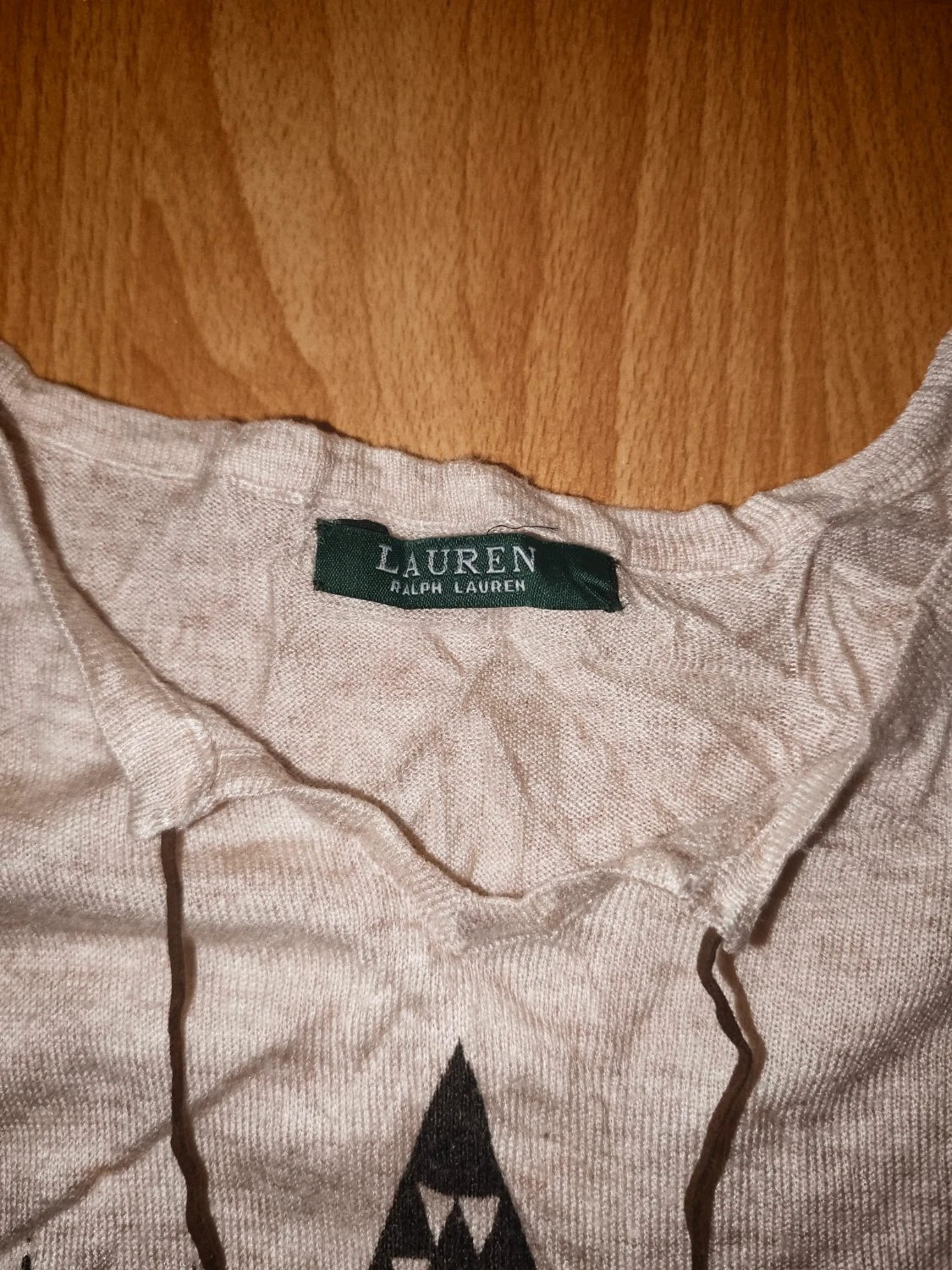 Poncho Lauren Ralph Lauren Boho Ethnique géométrique franges lien à nouer beige Femme Taille XL – Ralph Lauren – taille XL / 42 / 14 3