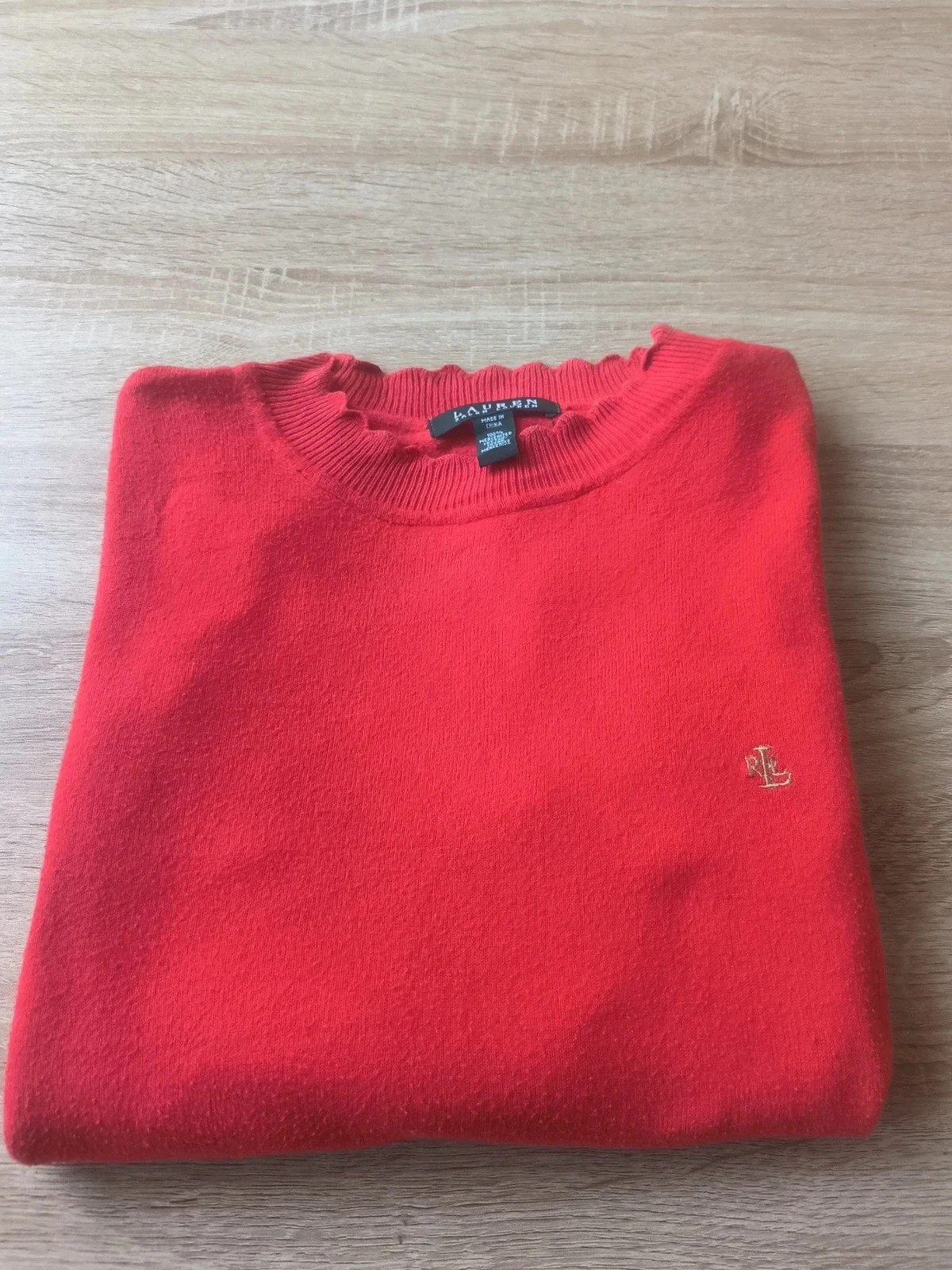 Pull Lauren Ralph Lauren Rouge Col Vague / Festonné M 100% Coton Logo – Ralph Lauren – taille M / 38 / 10 3