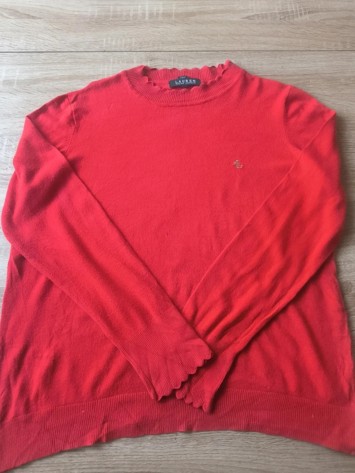 Pull Lauren Ralph Lauren Rouge Col Vague / Festonné M 100% Coton Logo