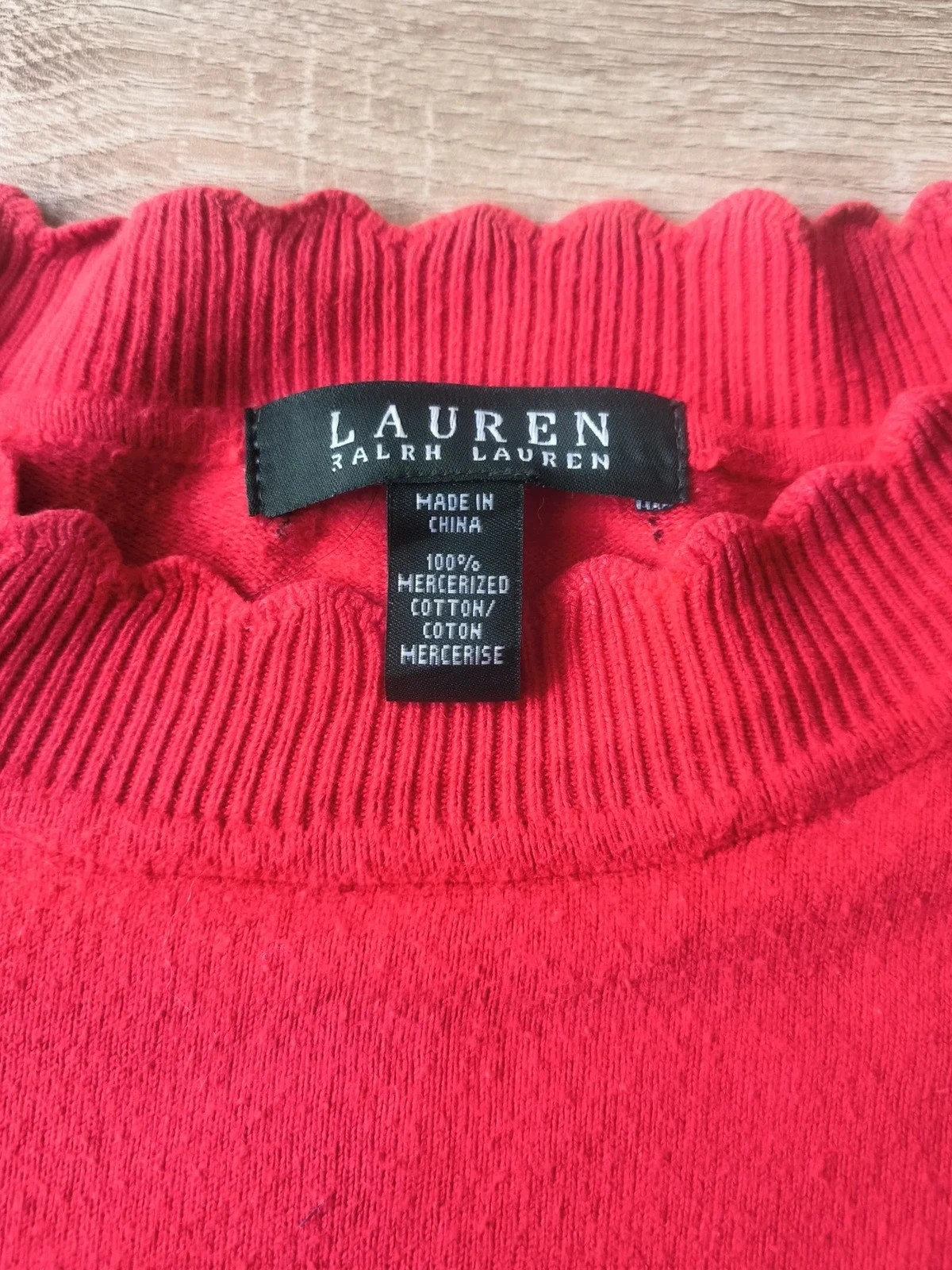 Pull Lauren Ralph Lauren Rouge Col Vague / Festonné M 100% Coton Logo – Ralph Lauren – taille M / 38 / 10 4