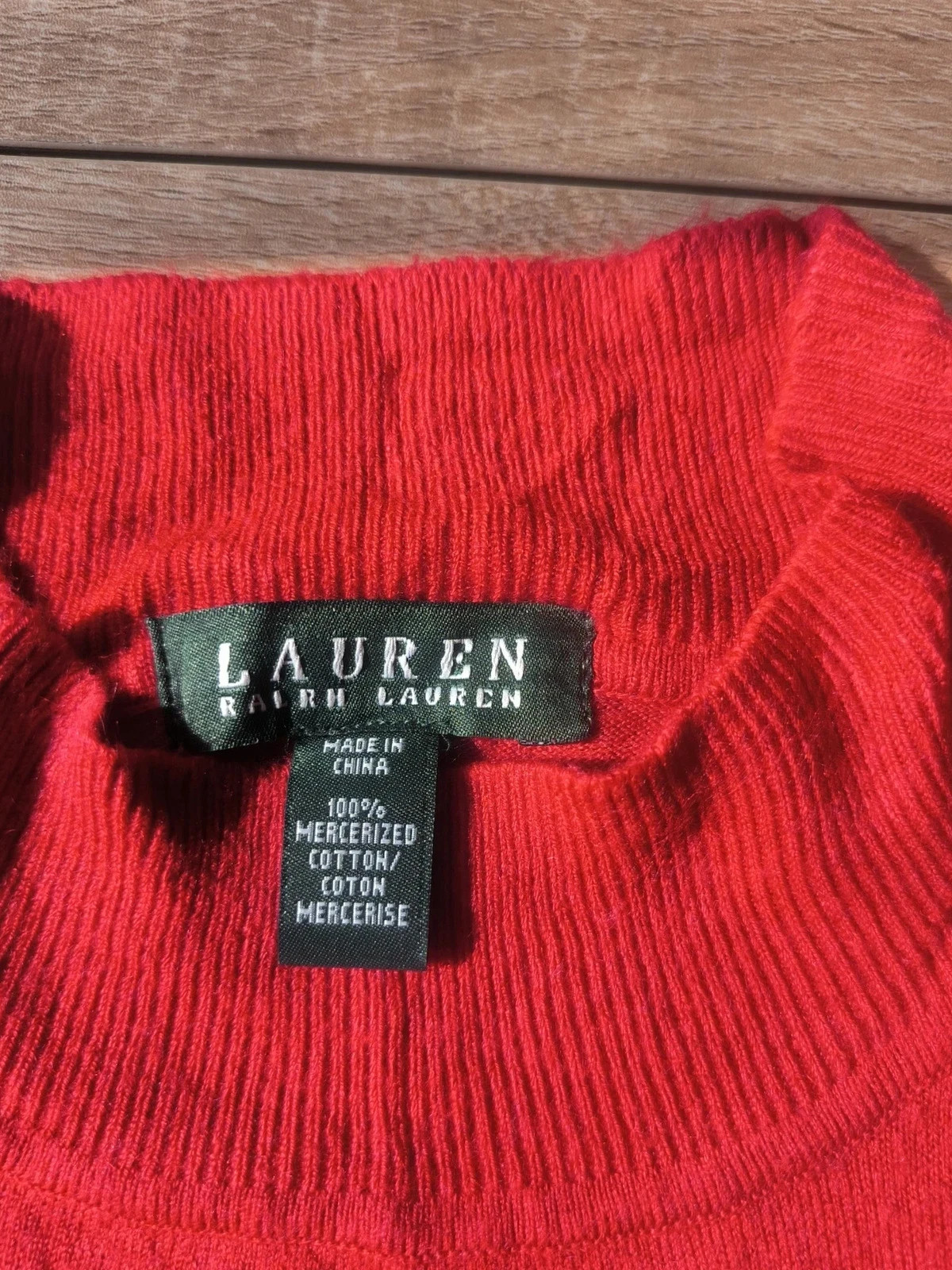 Lauren Ralph Lauren T-Shirt Col Montant Rouge 100% Coton Mercerisé Monogramme Doré Taille XL) – Ralph Lauren – taille L / 40 / 12 4