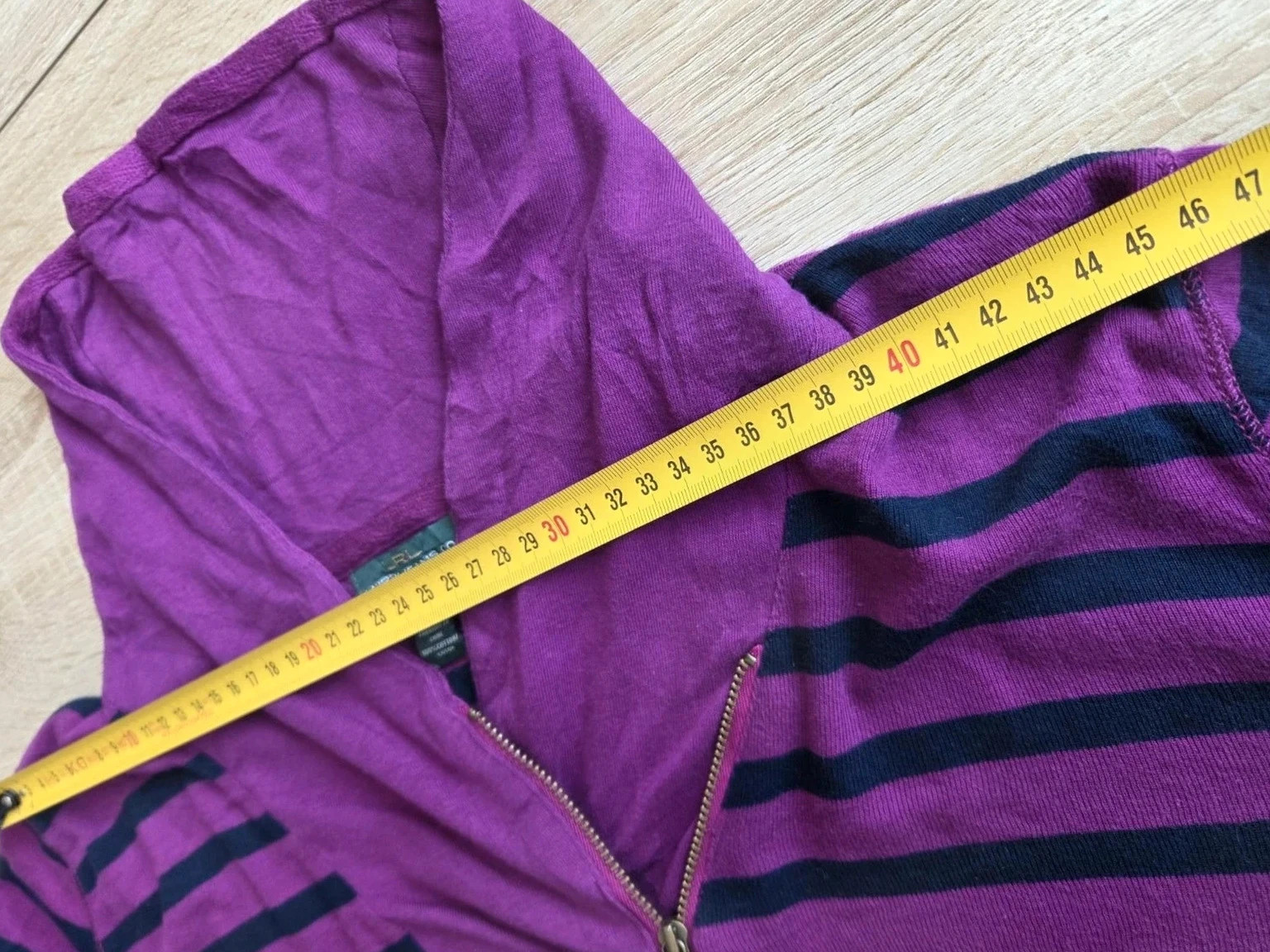 Pull rayé violet et marine zippé Lauren Jeans Co Ralph Lauren – Taille XL – Ralph Lauren – taille XL / 42 / 14 4