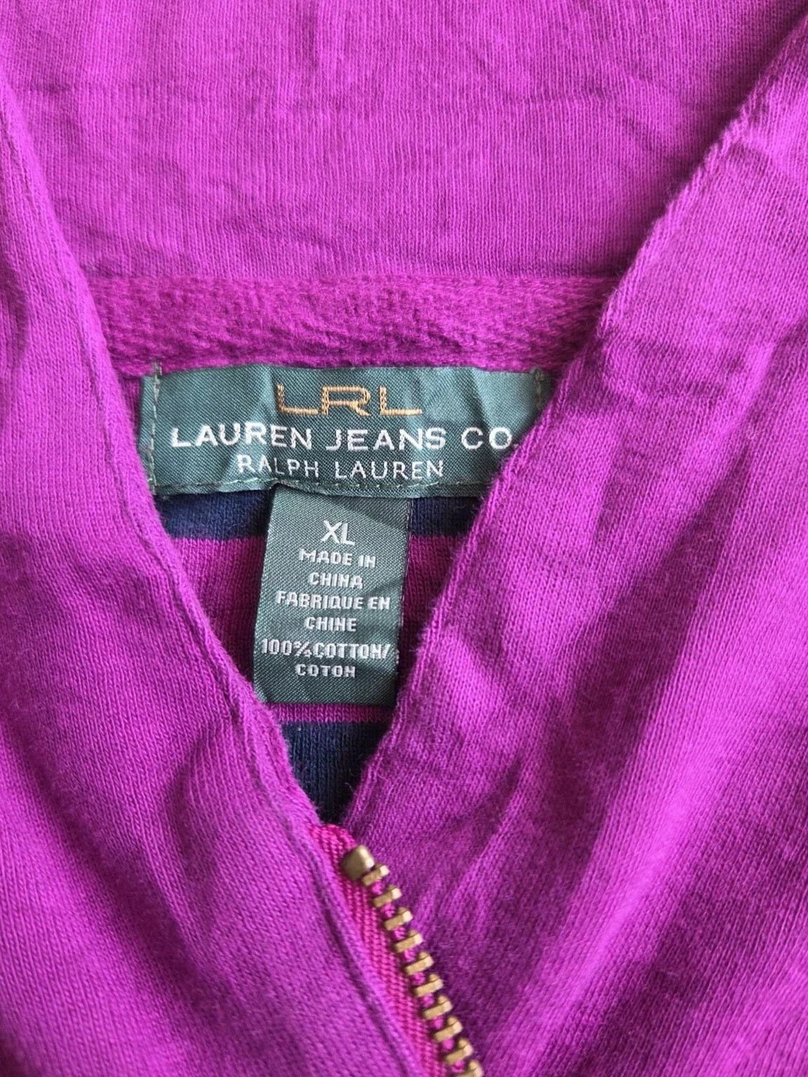 Pull rayé violet et marine zippé Lauren Jeans Co Ralph Lauren – Taille XL – Ralph Lauren – taille XL / 42 / 14 2