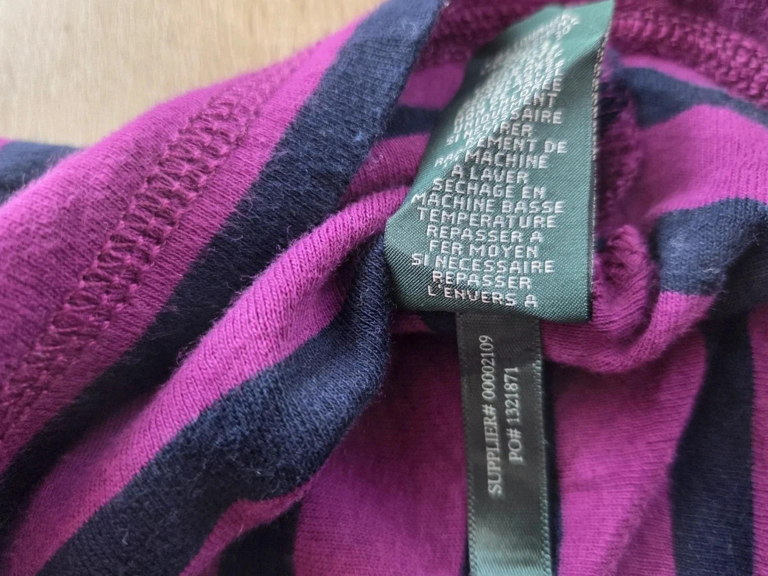 Pull rayé violet et marine zippé Lauren Jeans Co Ralph Lauren – Taille XL – Ralph Lauren – taille XL / 42 / 14 3