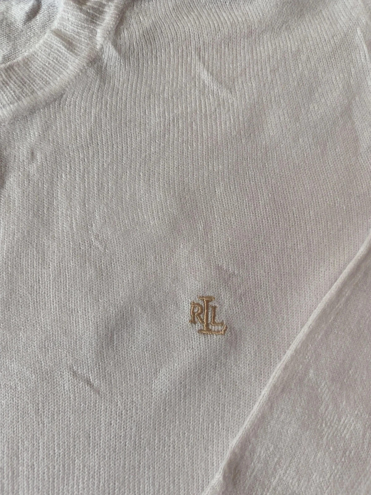 Lauren Ralph Lauren – Pull blanc en coton mercerisé – Taille M – Ralph Lauren – taille M / 38 / 10 3