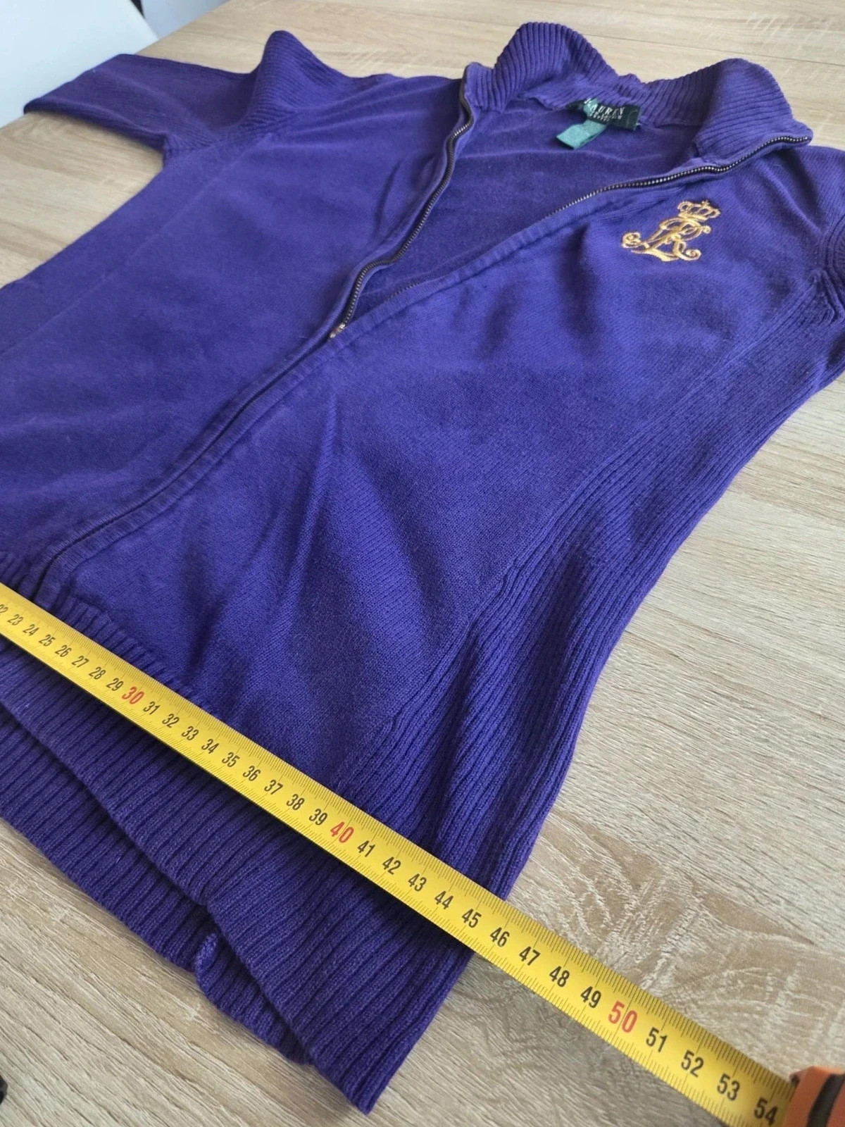 Gilet zippé violet Lauren Ralph Lauren avec logo doré – Taille XL femme – Ralph Lauren – taille XL / 42 / 14 4