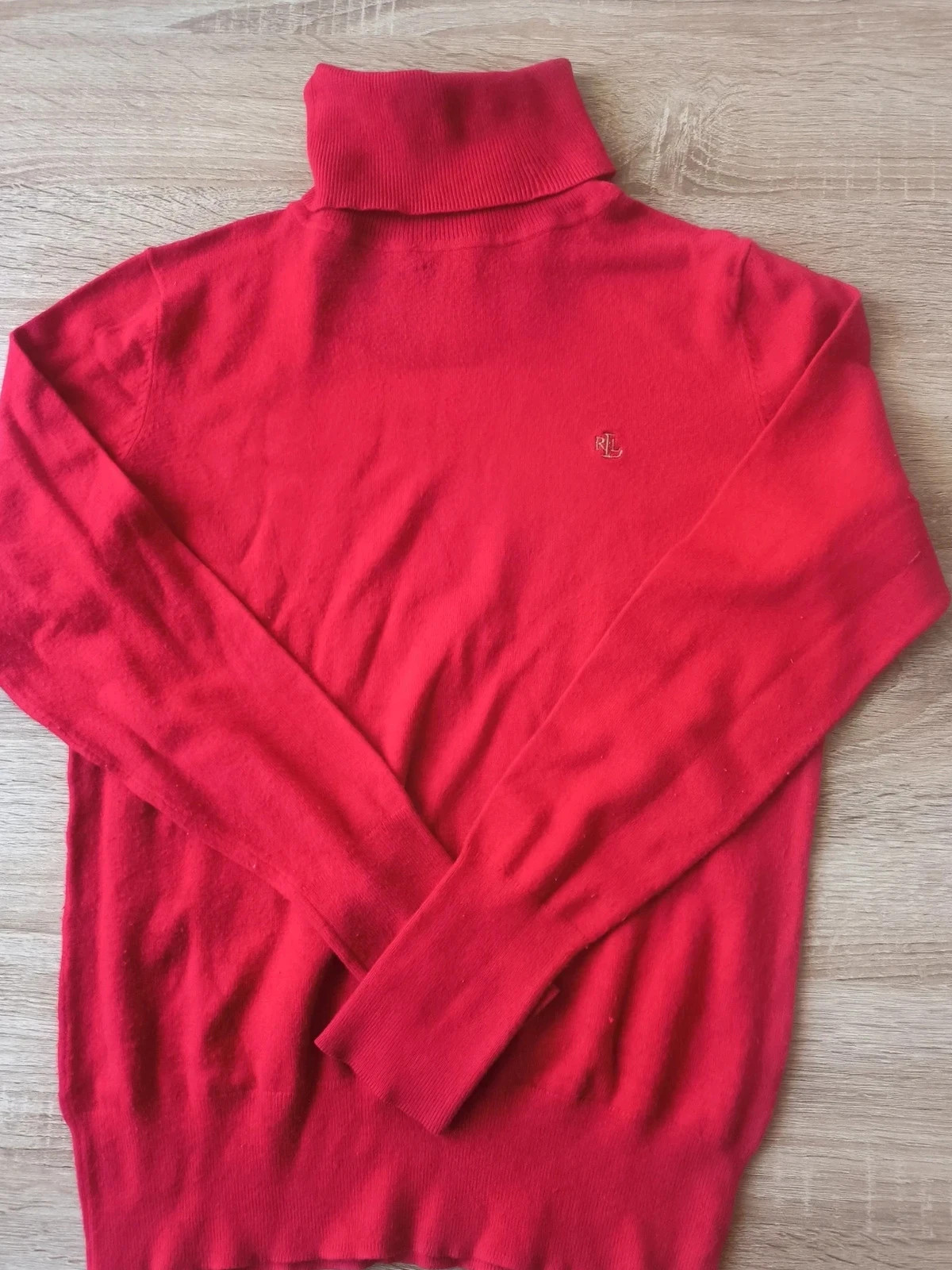 Pull Ralph Lauren Rouge Col Roulé RL Brodé Coton Mercerisé Vintage Taille S