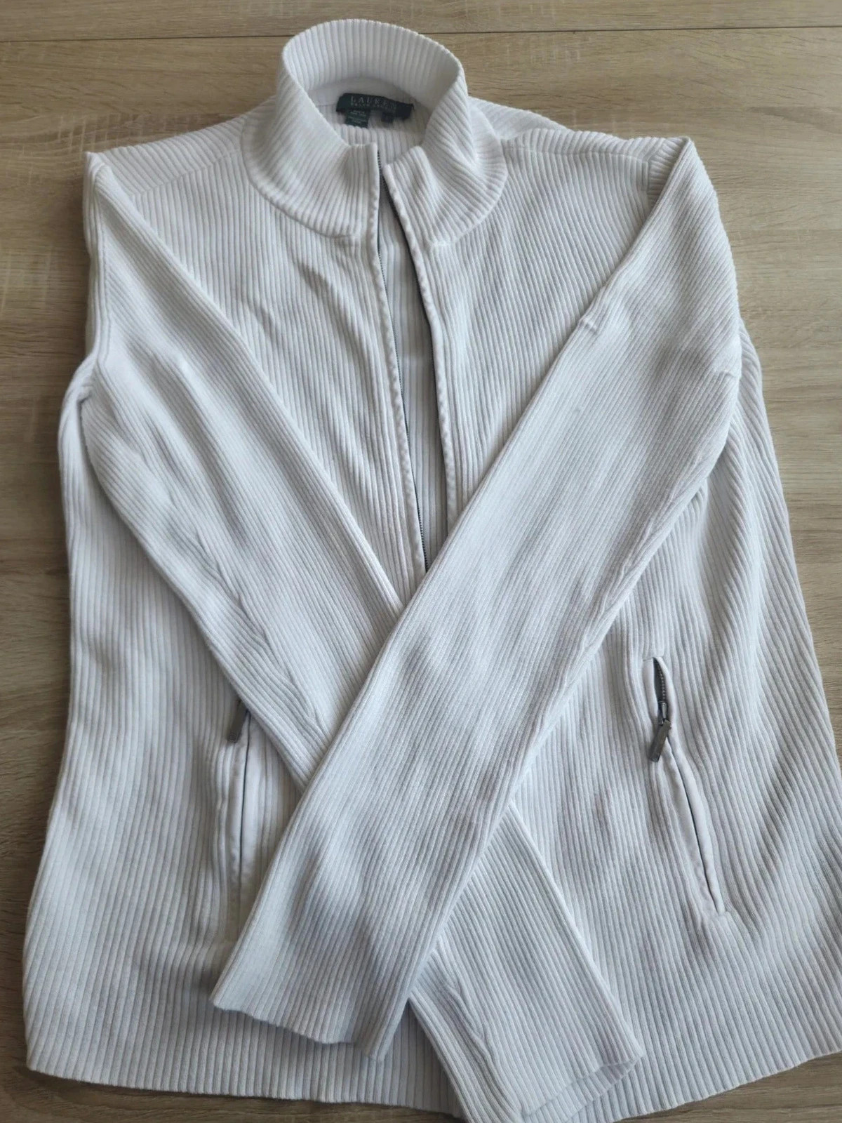 Veste/Polaire zippée côtelée Ralph Lauren – Homme Taille L blanche