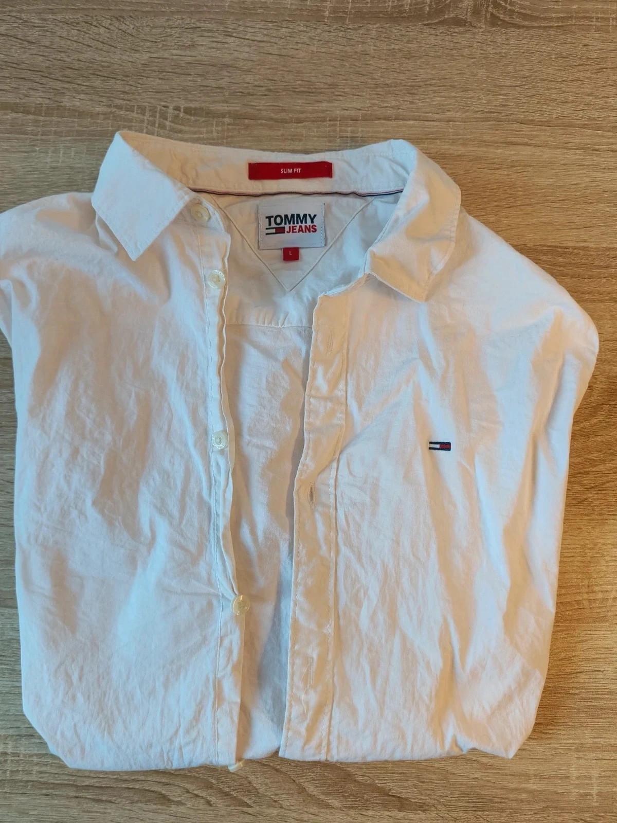 Chemise homme Tommy Jeans Slim Fit Blanche/Abricot Taille L – Tommy Hilfiger – taille L 3