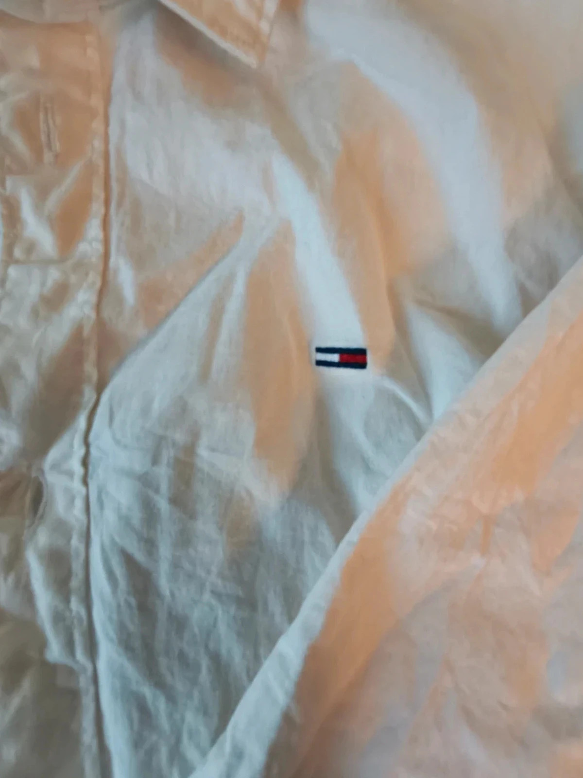 Chemise homme Tommy Jeans Slim Fit Blanche/Abricot Taille L – Tommy Hilfiger – taille L 2