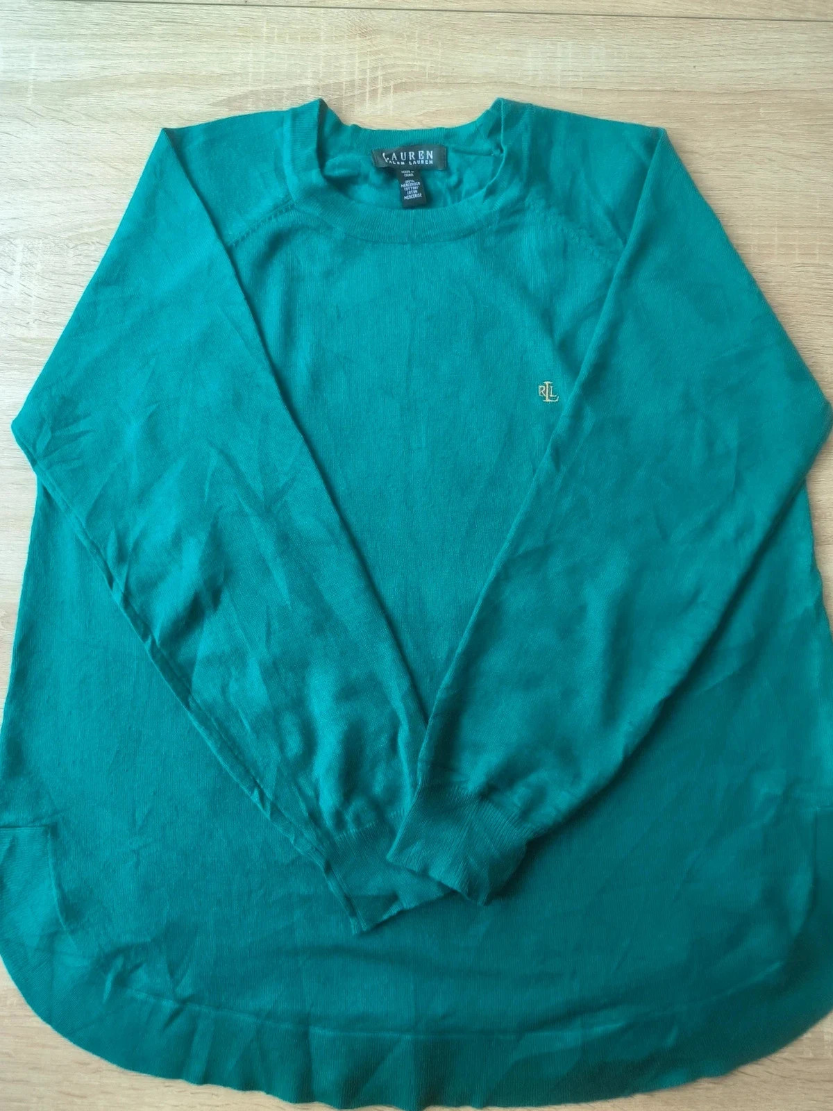 Pull Lauren Ralph Lauren vert émeraude – 100 % coton mercerisé – Taille M