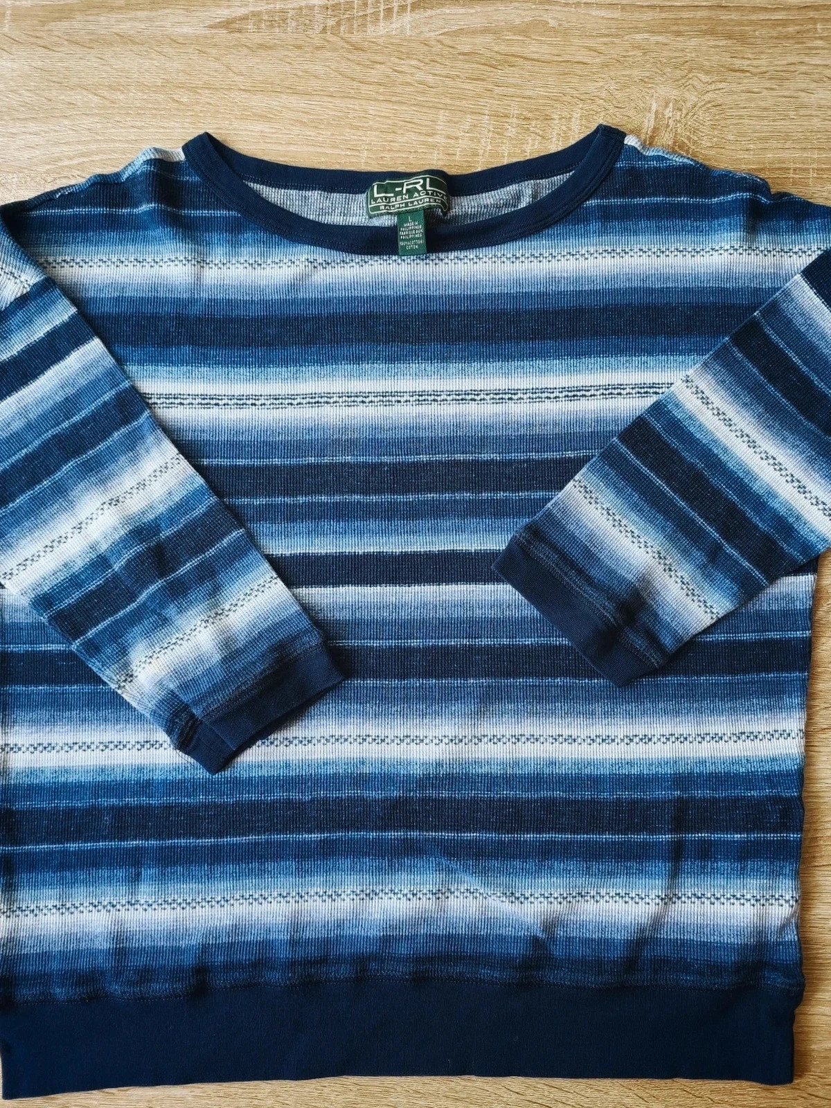 Pull Femme Ralph Lauren Active Rayé Bleu Marine Vintage L