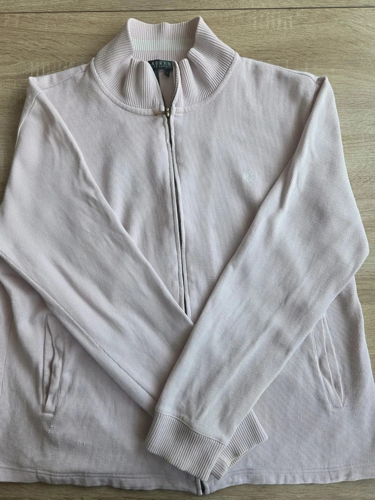 Veste Ralph Lauren femme vintage rose pâle zippée – XL