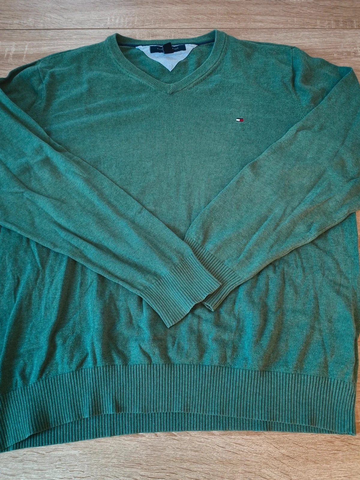 Pull col V Tommy Hilfiger – Taille XL – vert émeraude