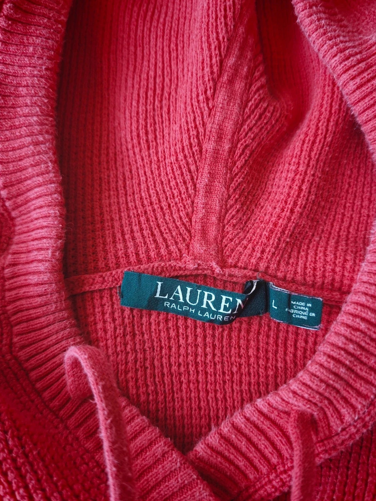 Pull à capuche Ralph Lauren Lauren en maille texturée rouge – Taille L – Ralph Lauren – taille L / 40 / 12 4