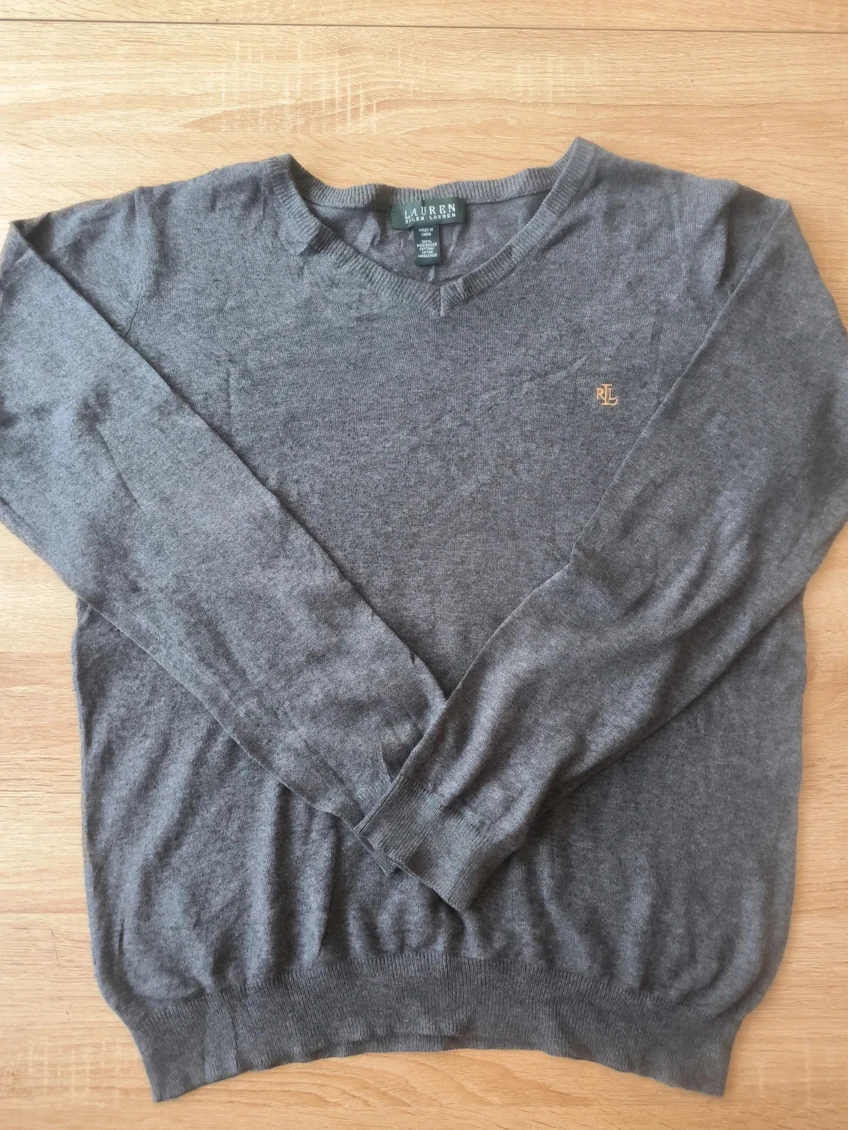 Pull gris Lauren Ralph Lauren – en coton mercerisé – Taille M