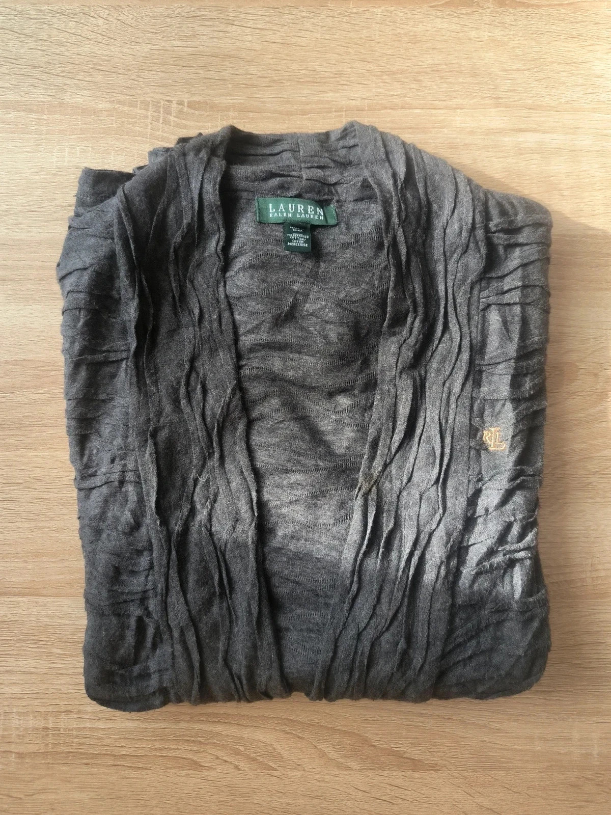 Gilet Cardigan Ouvert Gris Anthracite Texturé Lauren Ralph Lauren XL Coton – Ralph Lauren – taille XL / 42 / 14 3