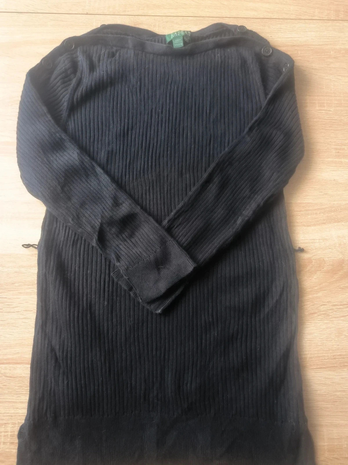 Pull Noir Côtelé Col Bateau Lauren Ralph Lauren M Boutons Épaule – Ralph Lauren – taille M / 38 / 10 2
