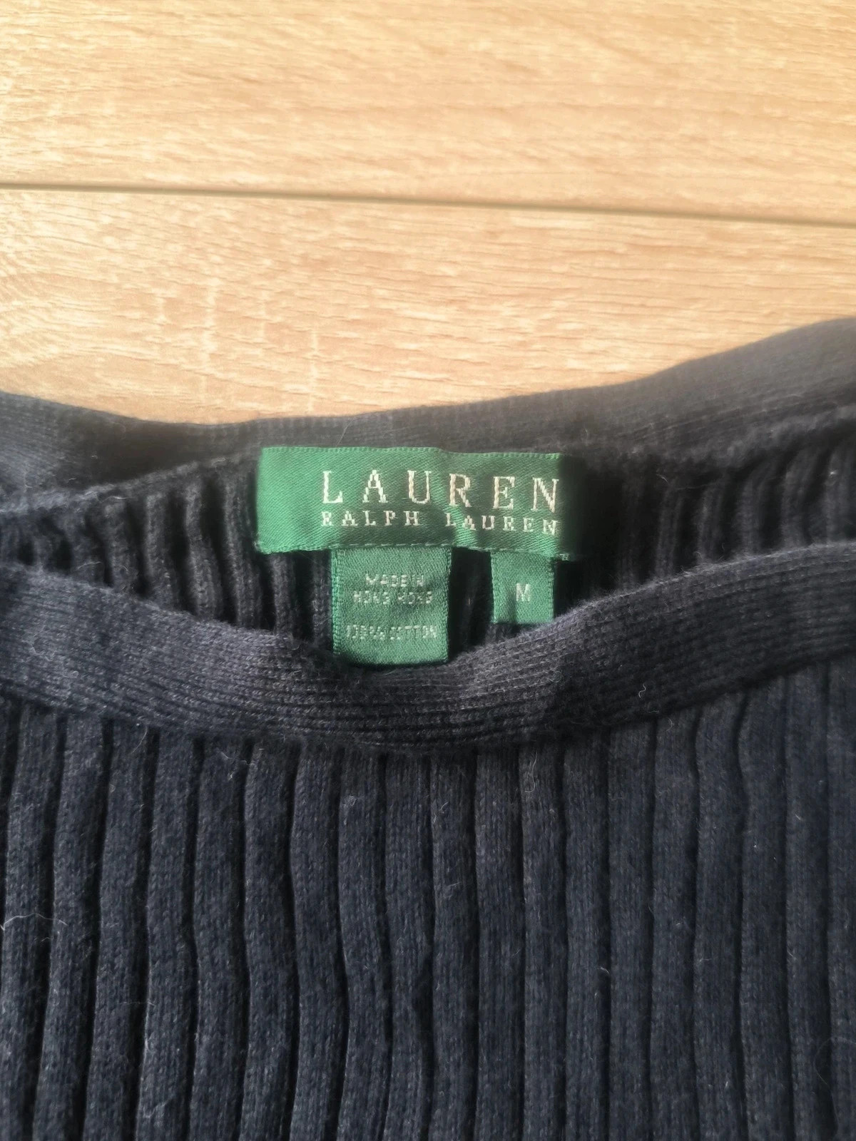 Pull Noir Côtelé Col Bateau Lauren Ralph Lauren M Boutons Épaule – Ralph Lauren – taille M / 38 / 10 4