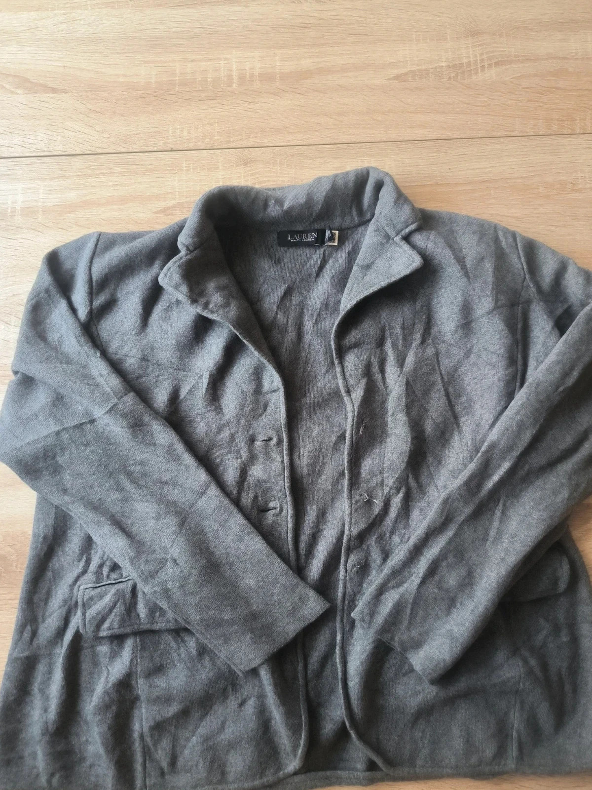 Gilet Blazer Maille Gris Lauren Ralph Lauren Veste XL Sans Boutons