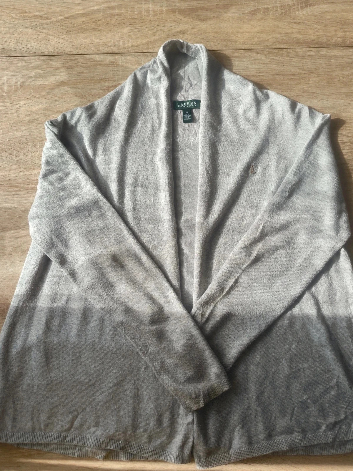 Gilet Cardigan Ouvert Gris Clair Coton Mercerisé Lauren Ralph Lauren XL – Ralph Lauren – taille XL / 42 / 14 2