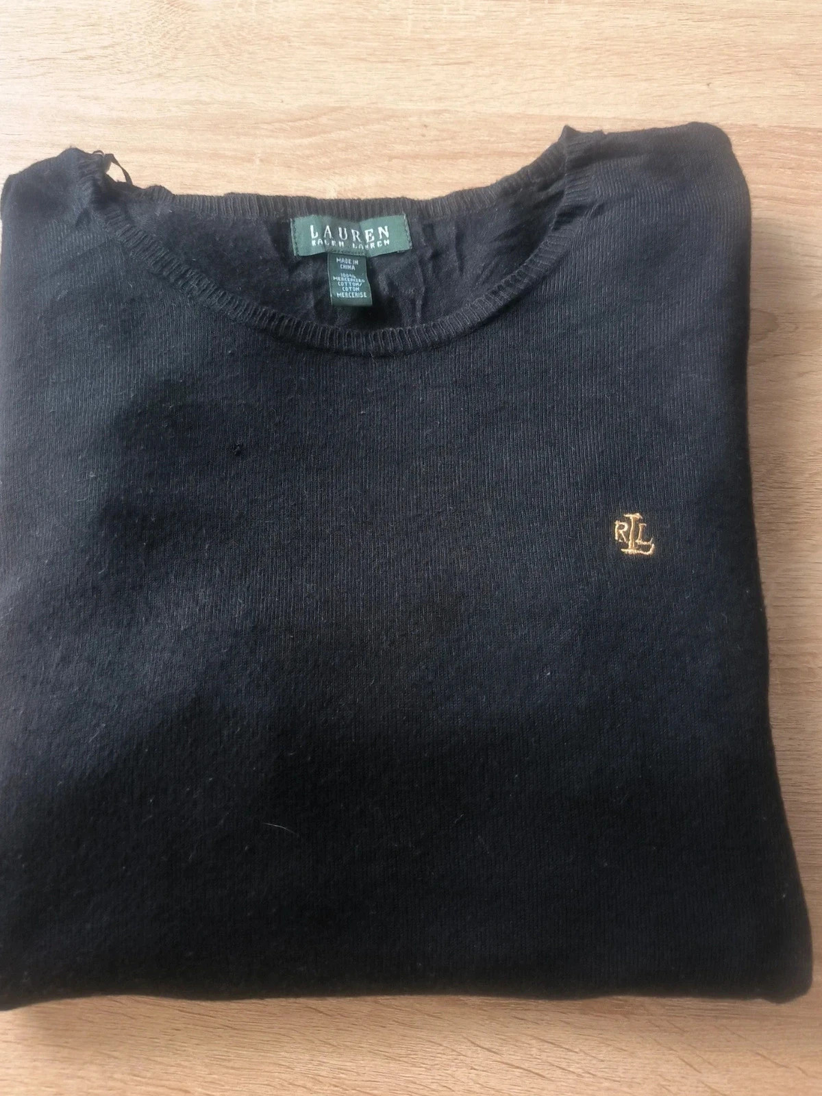 Pull Noir Volants Épaules Logo Brodé Lauren Ralph Lauren M Coton – LAUREN Ralph Lauren – taille M / 38 / 10 3