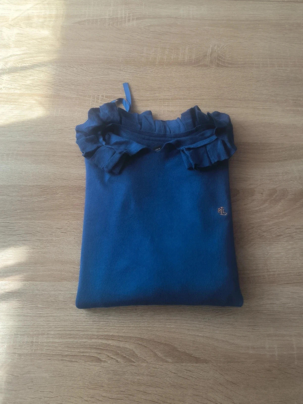 Pull Lauren Ralph Lauren fin Bleu Roi Col Volanté Coton Mercerisé M – Ralph Lauren – taille M / 38 / 10 2