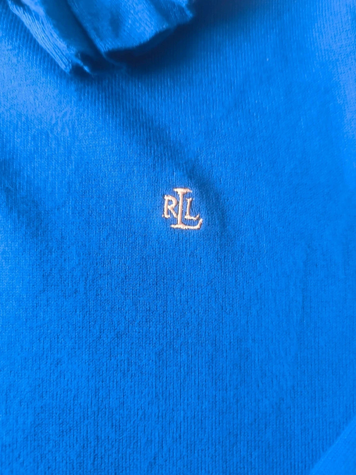 Pull Lauren Ralph Lauren fin Bleu Roi Col Volanté Coton Mercerisé M – Ralph Lauren – taille M / 38 / 10 3
