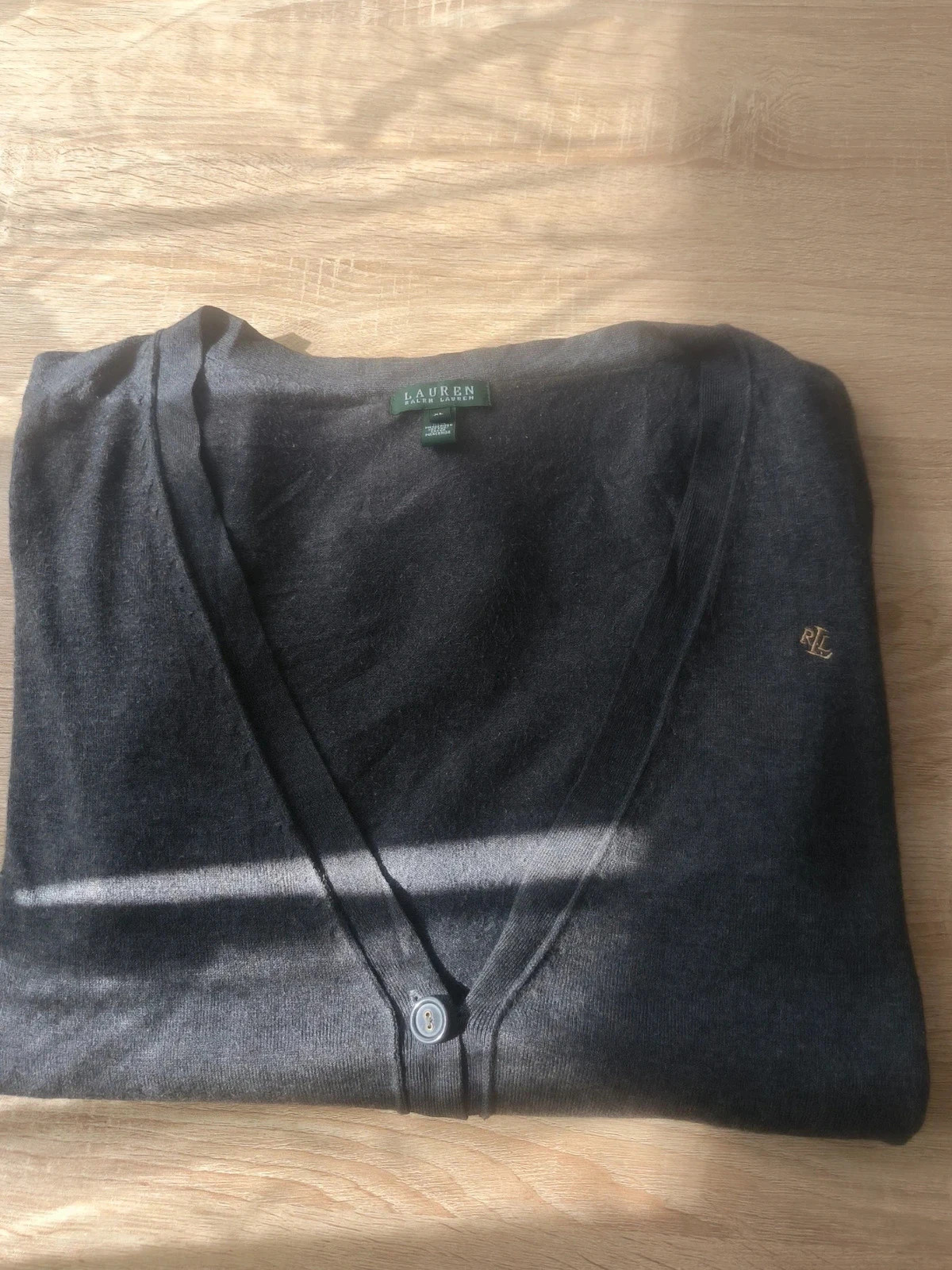 Gilet Cardigan Lauren Ralph Lauren Gris Anthracite XL Coton Mercerisé – Ralph Lauren – taille XL / 42 / 14 2