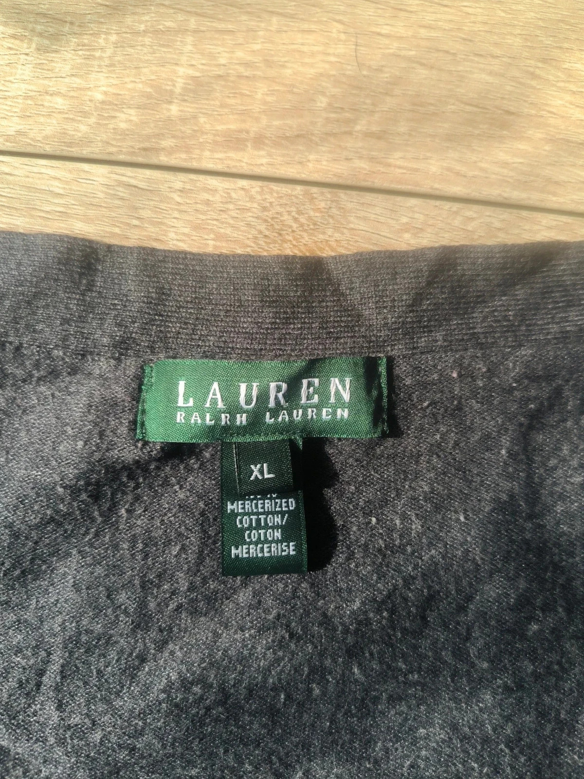 Gilet Cardigan Lauren Ralph Lauren Gris Anthracite XL Coton Mercerisé – Ralph Lauren – taille XL / 42 / 14 4