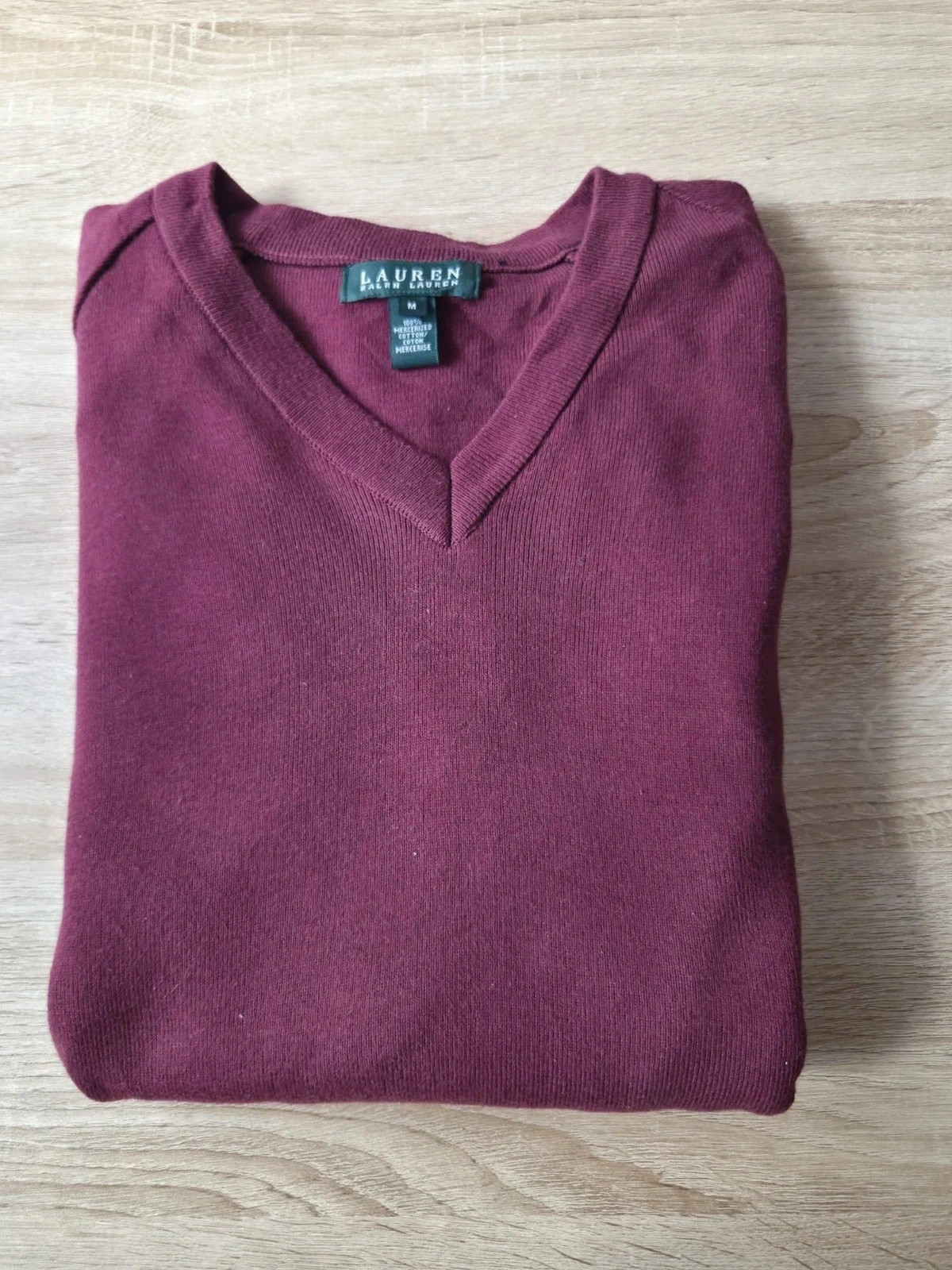 Pull Col V Bordeaux / Prune Lauren Ralph Lauren M 100% Coton Mercérisé – Ralph Lauren – taille M / 38 / 10 2