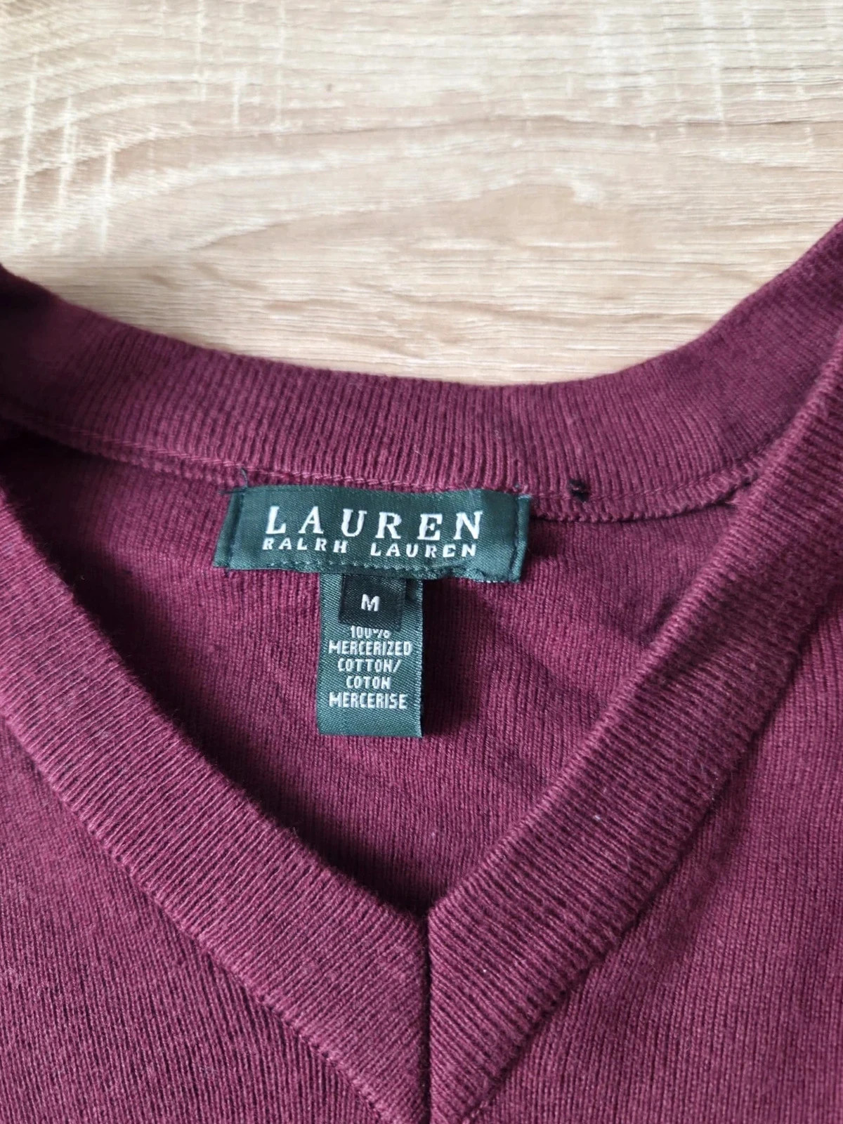 Pull Col V Bordeaux / Prune Lauren Ralph Lauren M 100% Coton Mercérisé – Ralph Lauren – taille M / 38 / 10 3