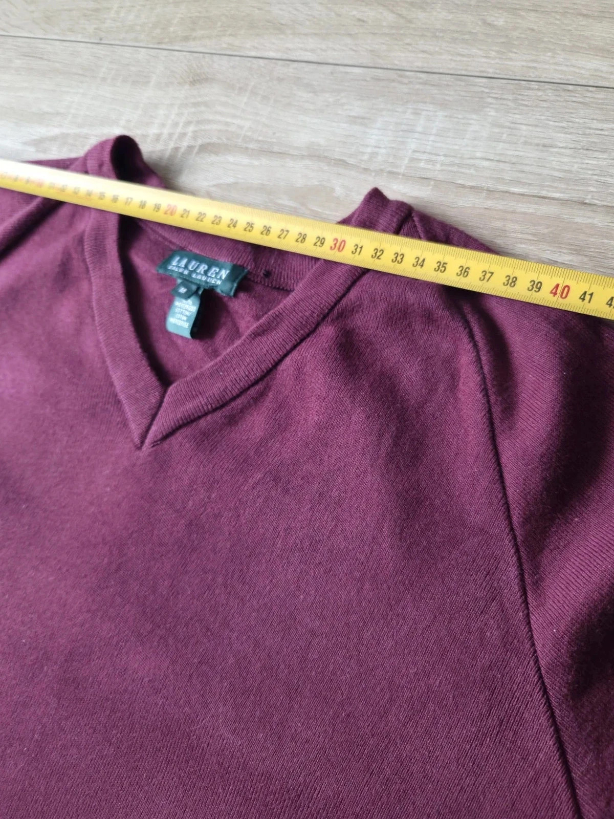 Pull Col V Bordeaux / Prune Lauren Ralph Lauren M 100% Coton Mercérisé – Ralph Lauren – taille M / 38 / 10 5