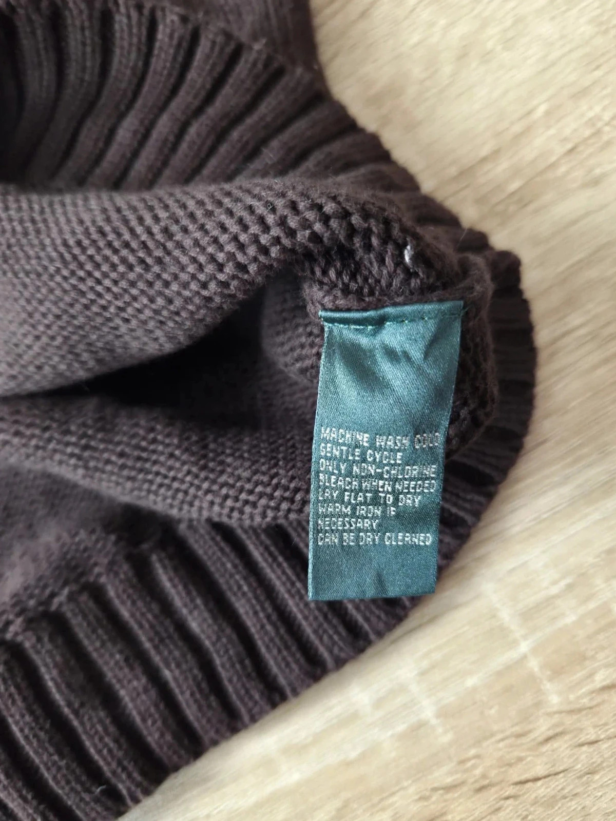 Pull marron chocolat 100% coton col châle Lauren Ralph Lauren 2X – Ralph Lauren – taille XXL / 44 / 16 3