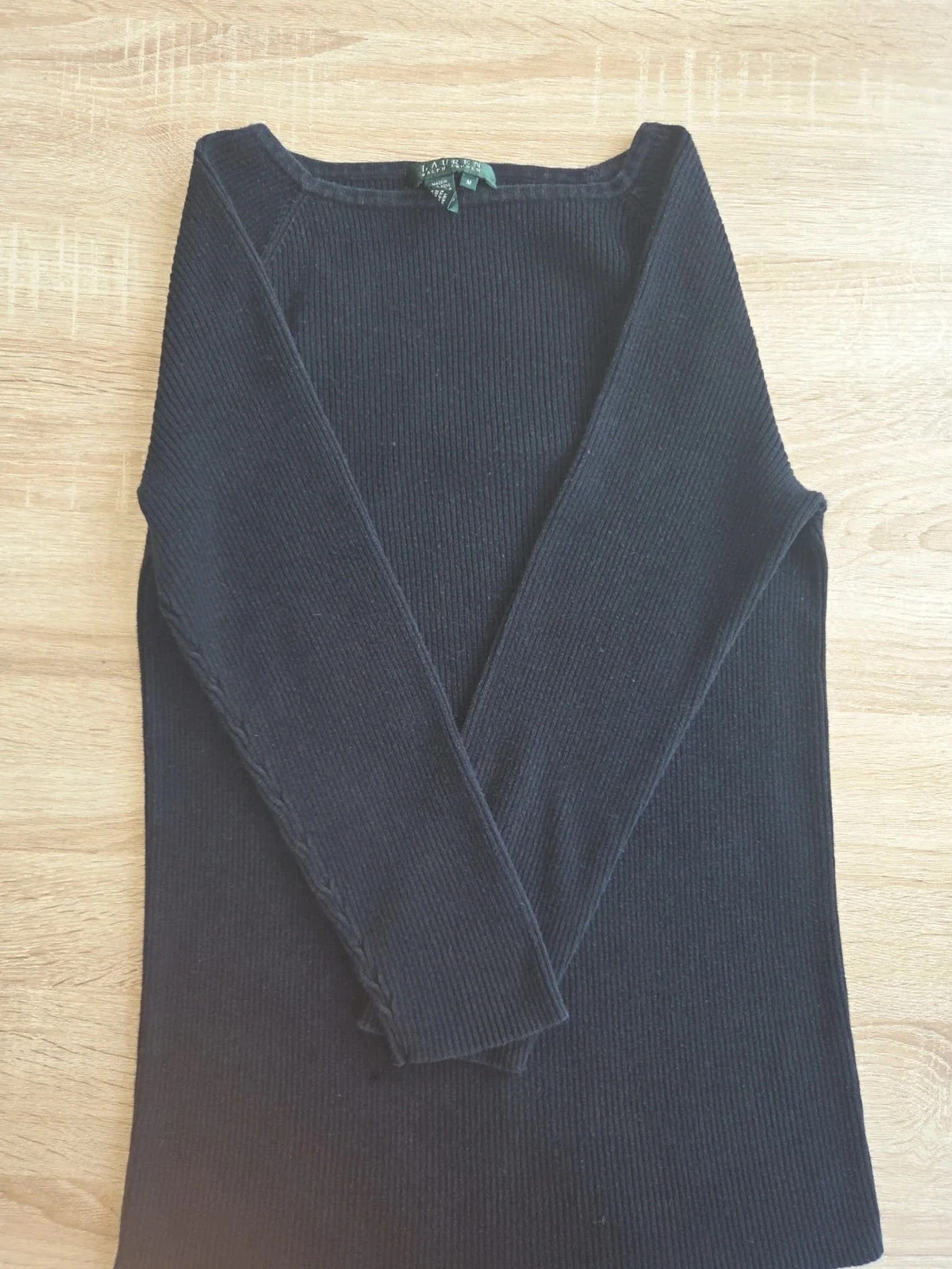 Pull noir col V Ralph Lauren Femme M côtelé