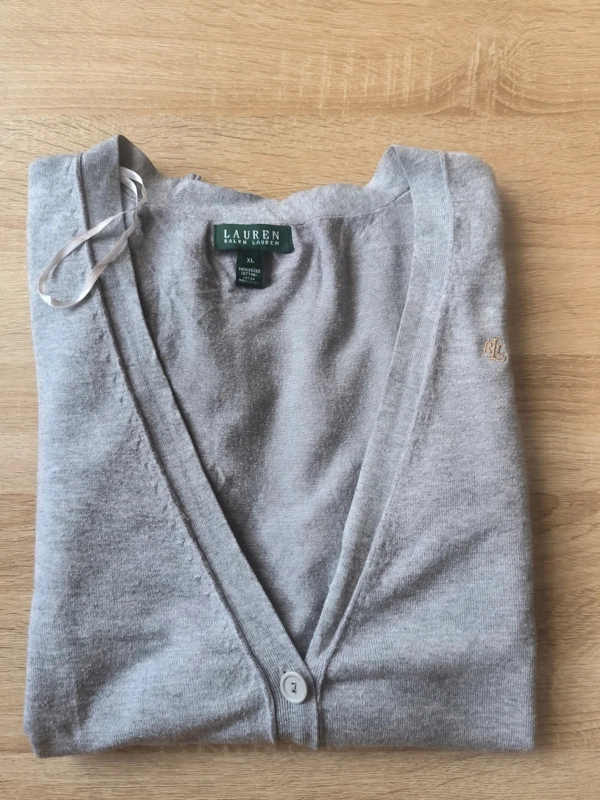 Gilet Cardigan Gris Clair Lauren Ralph Lauren XL Boutonné Coton Mercerisé – Ralph Lauren – taille XL / 42 / 14 2