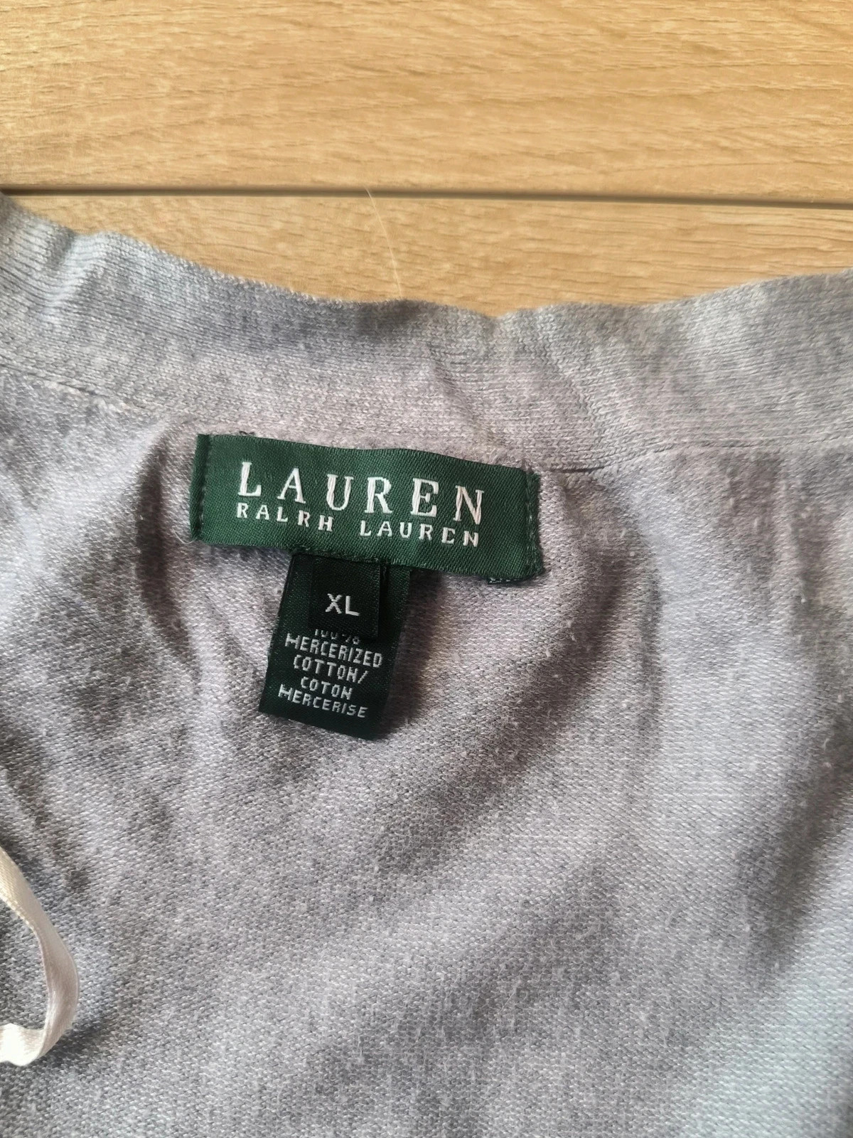 Gilet Cardigan Gris Clair Lauren Ralph Lauren XL Boutonné Coton Mercerisé – Ralph Lauren – taille XL / 42 / 14 4