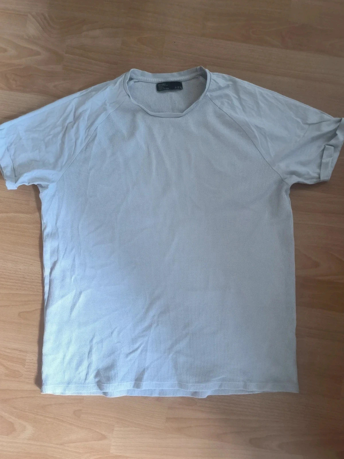 T-shirt blanc texturé nid d'abeille Bershka – Taille XL