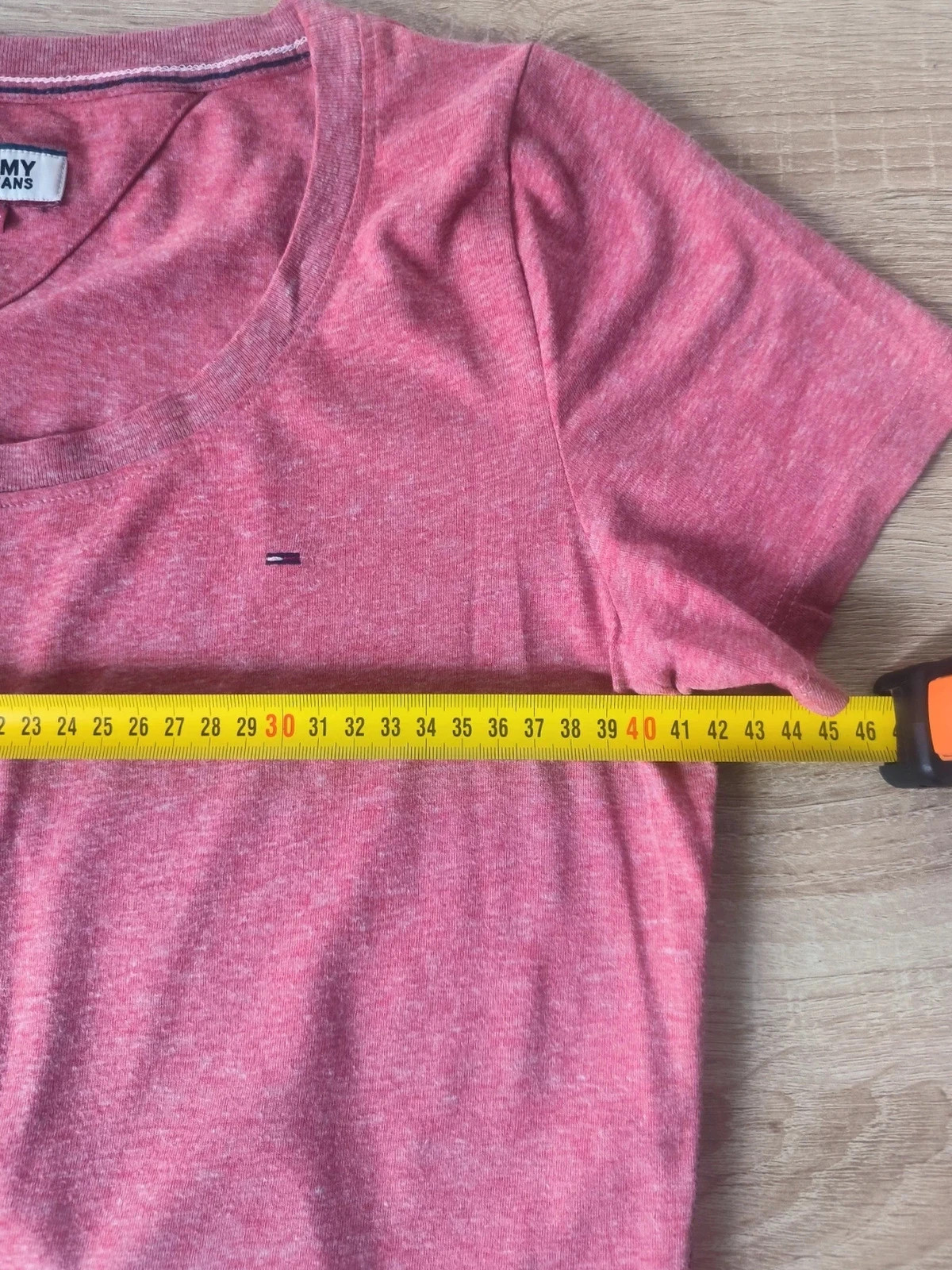 T-shirt Rose Chiné Tommy Jeans – Col V – Taille XS – Très bon état – Tommy Hilfiger – taille XS / 34 / 6 5