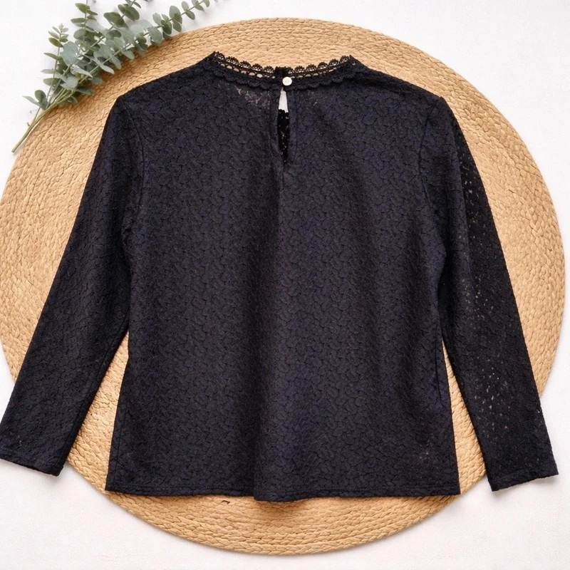 Blouse noir en dentelle / manche 3/4 , Taille 36 Kiabi – Kiabi – taille S / 36 / 8 2